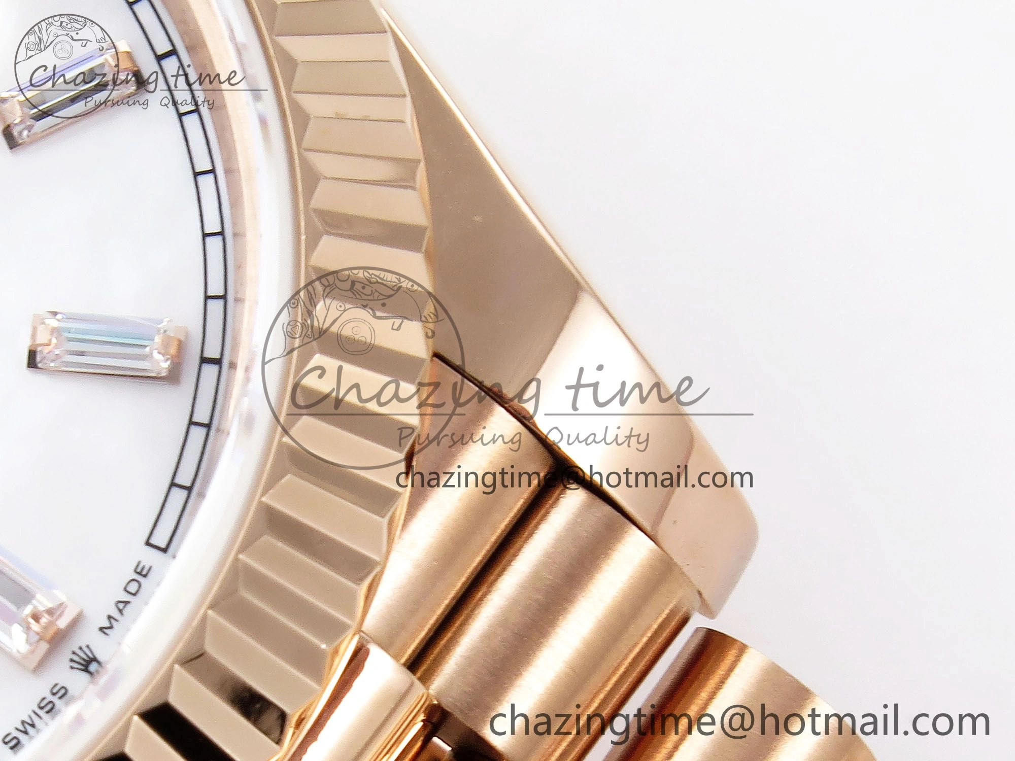 Day Date 40 RG JDF 904L Steel White MOP Crystal Dial on President Bracelet VR3255 V3 (Gain Weight)