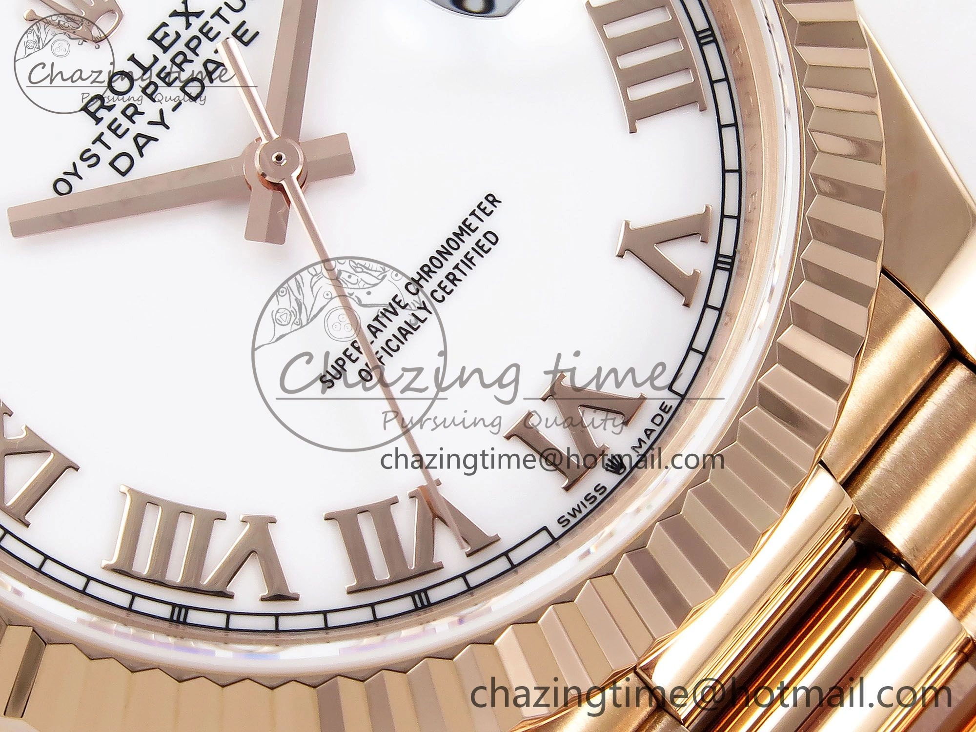 Day Date 40 RG JDF 904L Steel White Roman Dial on President Bracelet VR3255 V3 (Gain Weight)