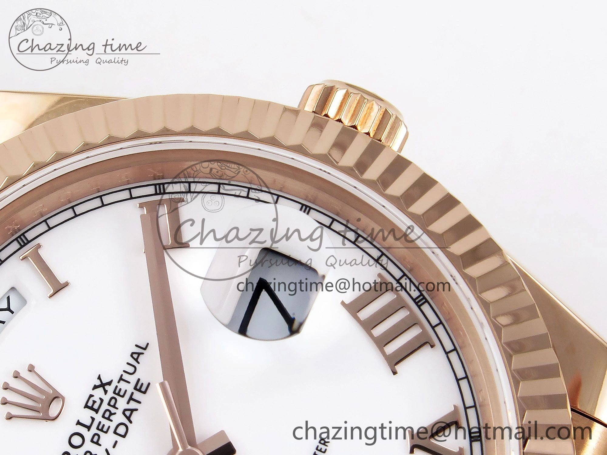 Day Date 40 RG JDF 904L Steel White Roman Dial on President Bracelet VR3255 V3 (Gain Weight)