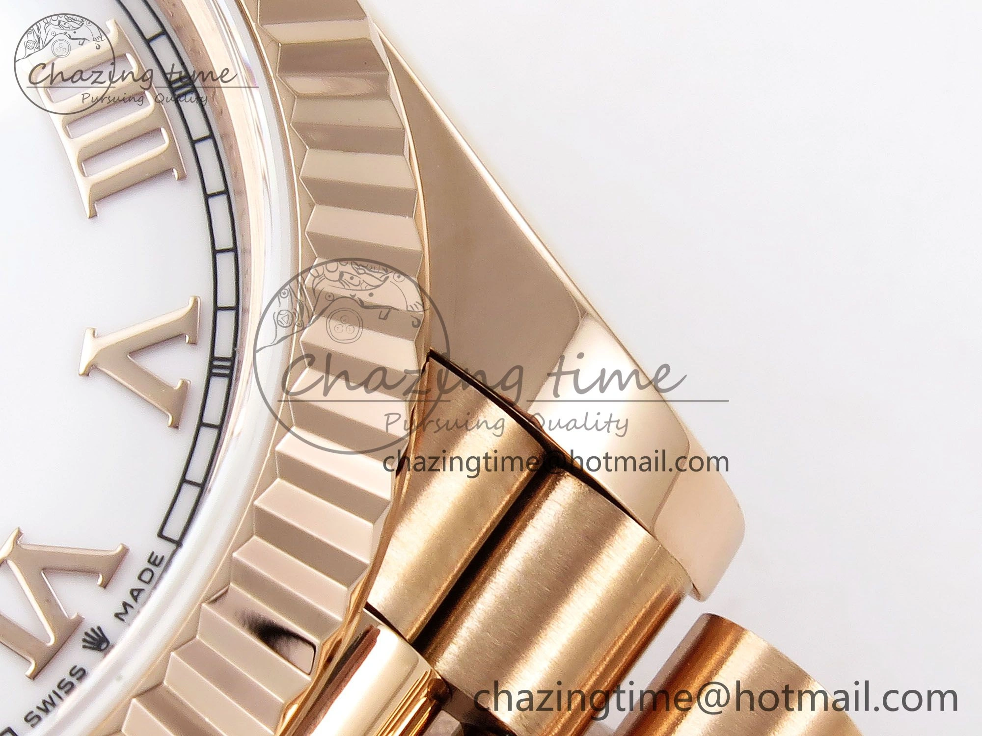 Day Date 40 RG JDF 904L Steel White Roman Dial on President Bracelet VR3255 V3 (Gain Weight)