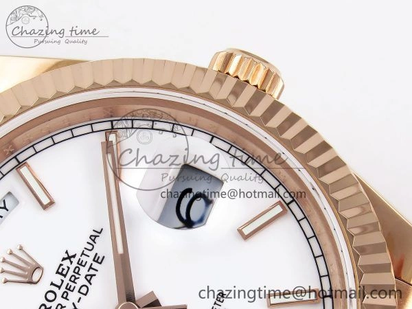 Day Date 40 RG JDF 904L Steel White Stick Dial on President Bracelet VR3255 V3 (Gain Weight)