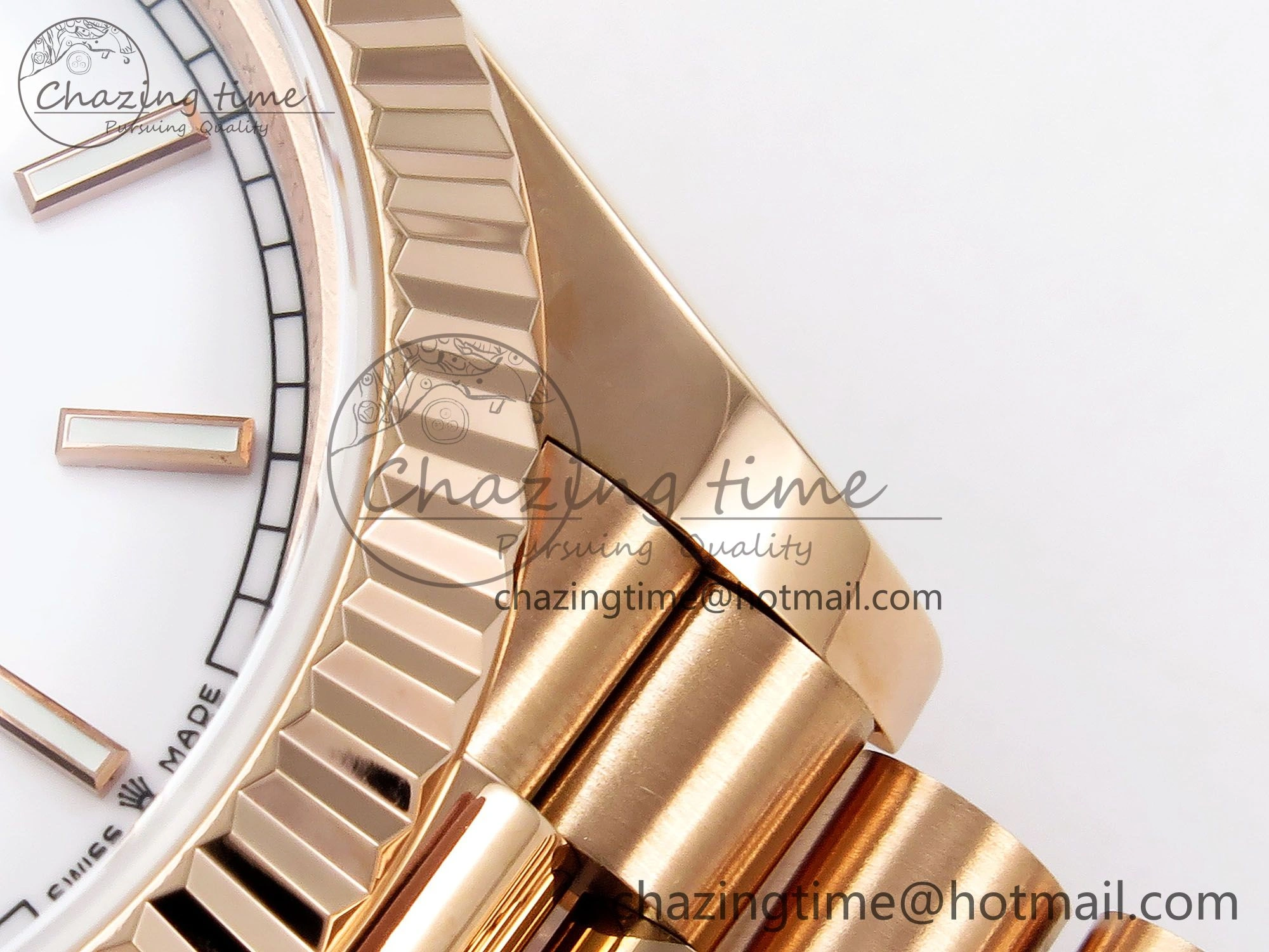 Day Date 40 RG JDF 904L Steel White Stick Dial on President Bracelet VR3255 V3 (Gain Weight)