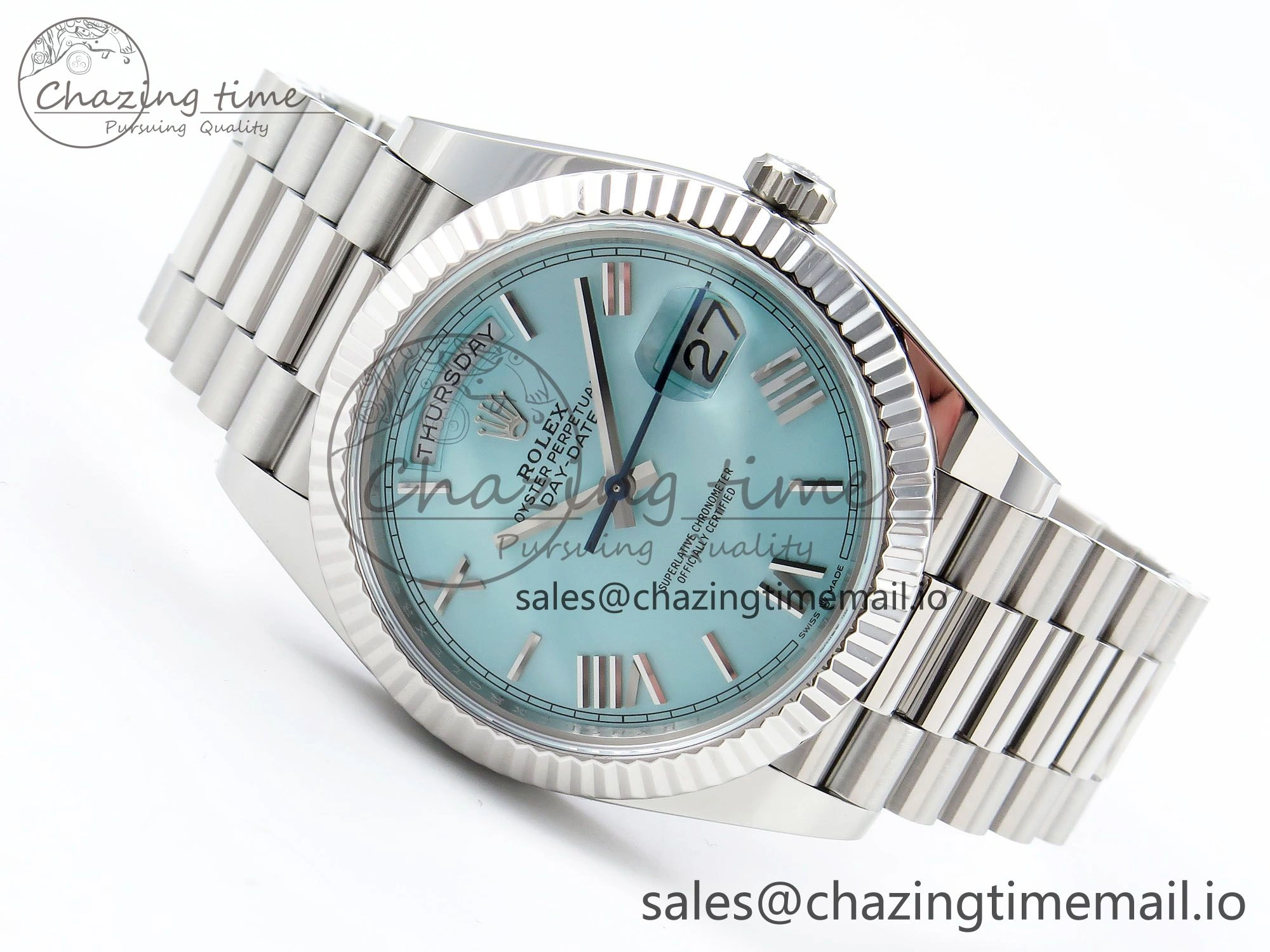 Day Date 40 SS 228236 ARF 1:1 Best Edition Tiffany Blue Roman Dial on President Bracelet VR3255