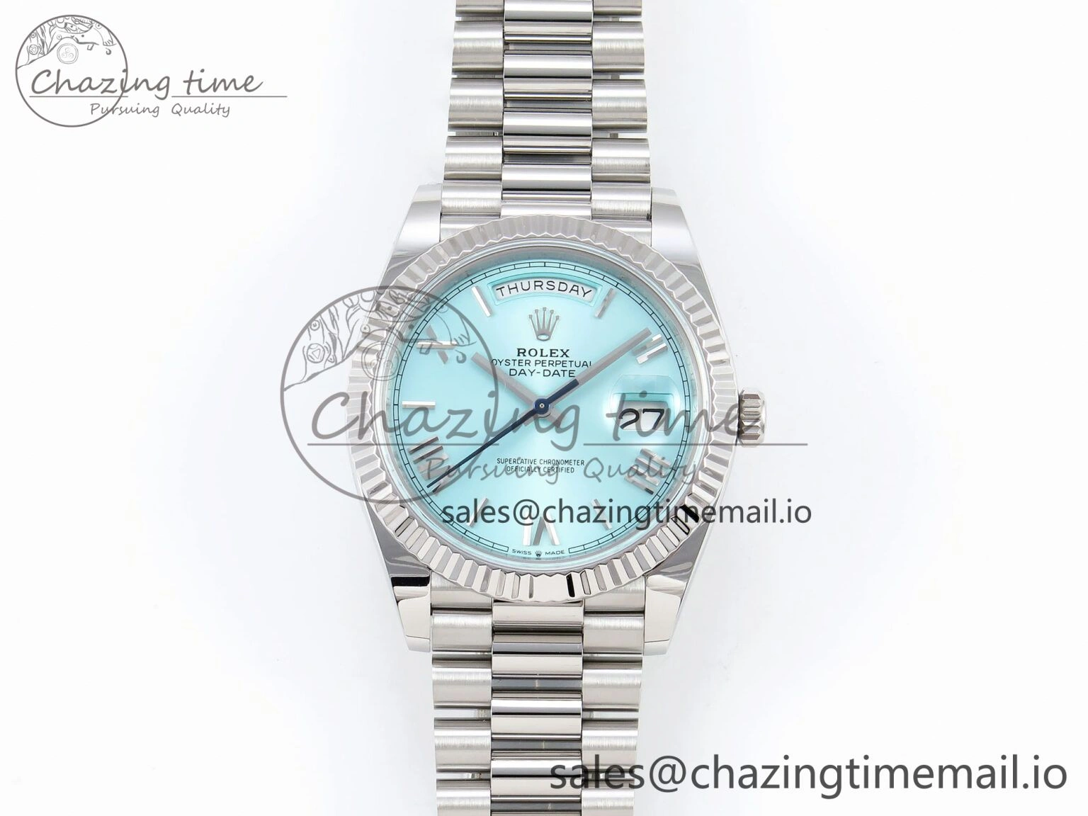 Day Date 40 SS 228236 ARF 1:1 Best Edition Tiffany Blue Roman Dial on President Bracelet VR3255