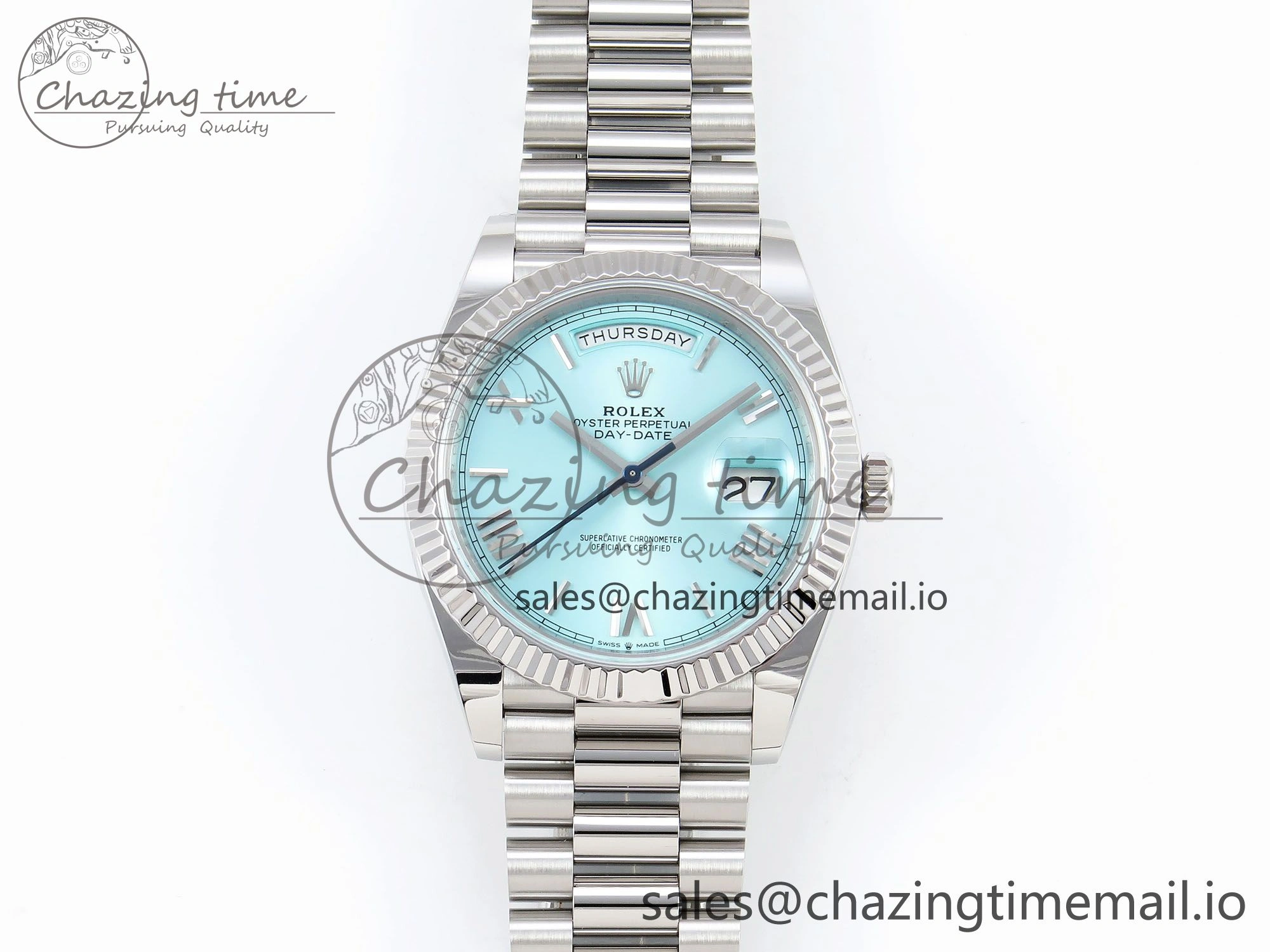 Day Date 40 SS 228236 ARF 1:1 Best Edition Tiffany Blue Roman Dial on President Bracelet VR3255