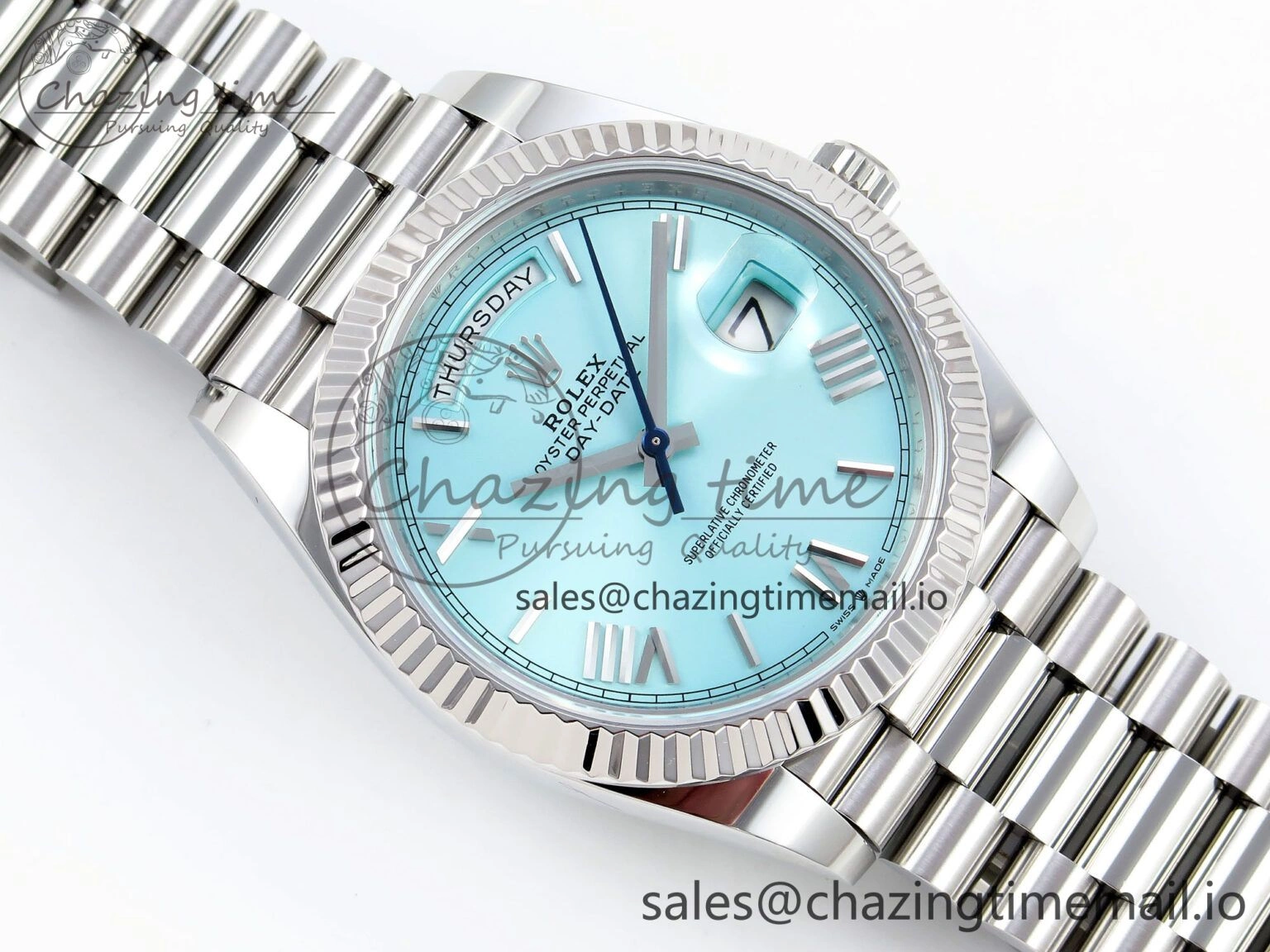 Day Date 40 SS 228236 ARF 1:1 Best Edition Tiffany Blue Roman Dial on President Bracelet VR3255