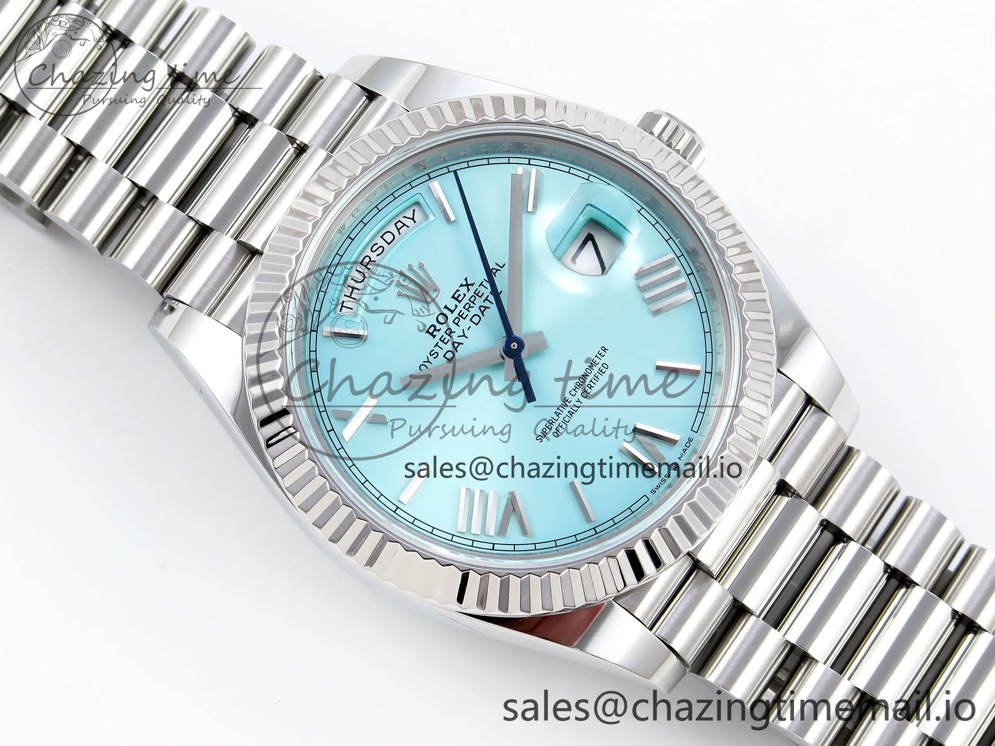 Day Date 40 SS 228236 ARF 1:1 Best Edition Tiffany Blue Roman Dial on President Bracelet VR3255