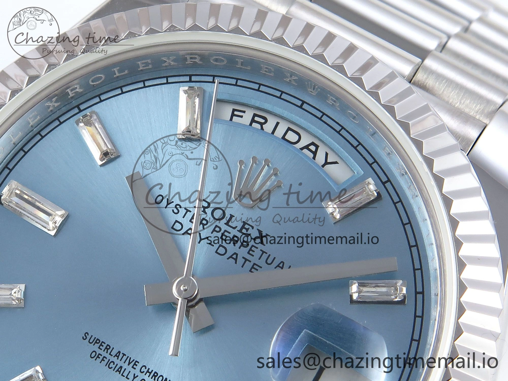 Day Date 40 SS 228236 KF 1:1 Best Edition Ice Blue Crystal Dial on President Bracelet VR3255 (Gain Weight)