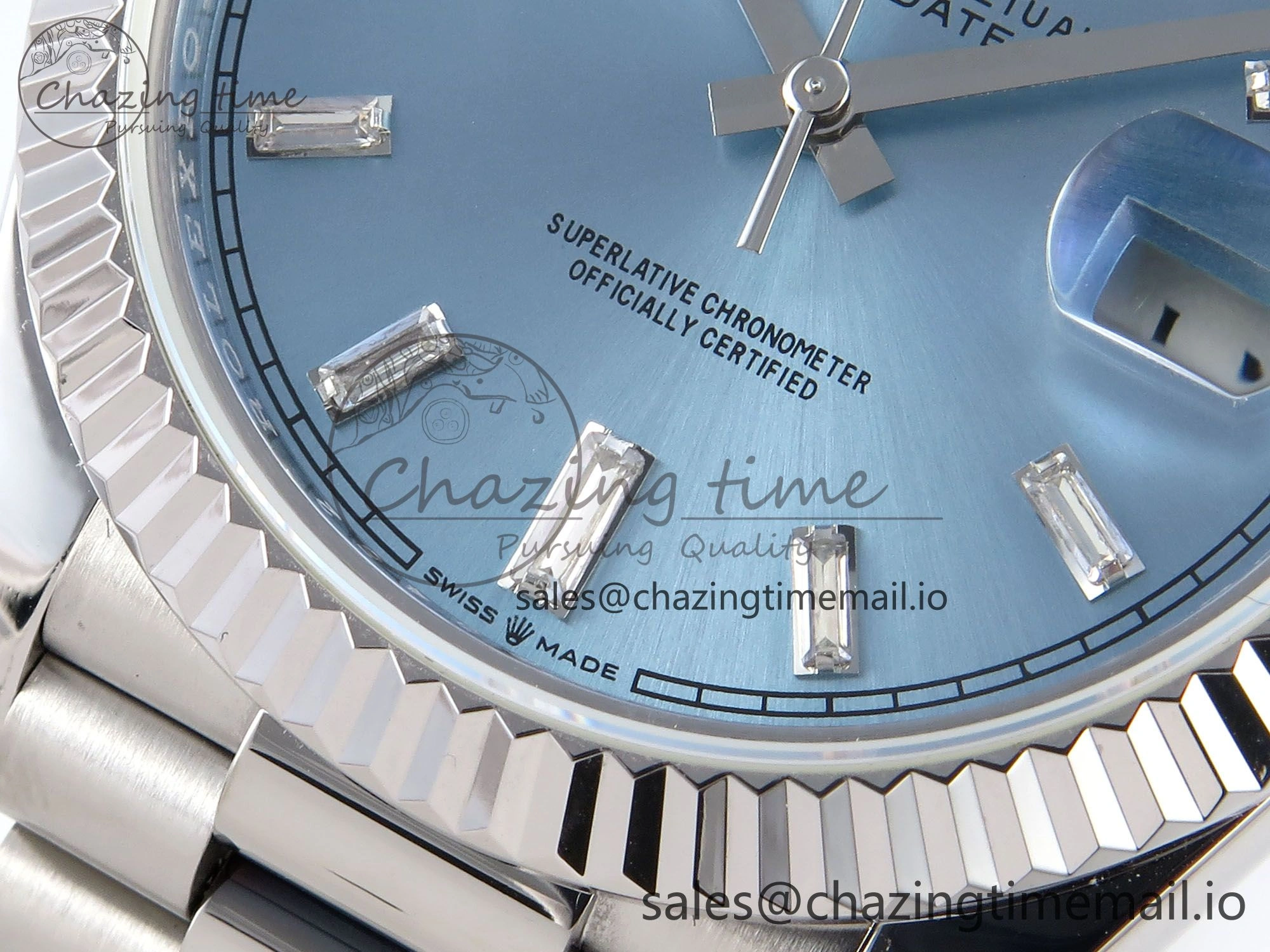 Day Date 40 SS 228236 KF 1:1 Best Edition Ice Blue Crystal Dial on President Bracelet VR3255 (Gain Weight)