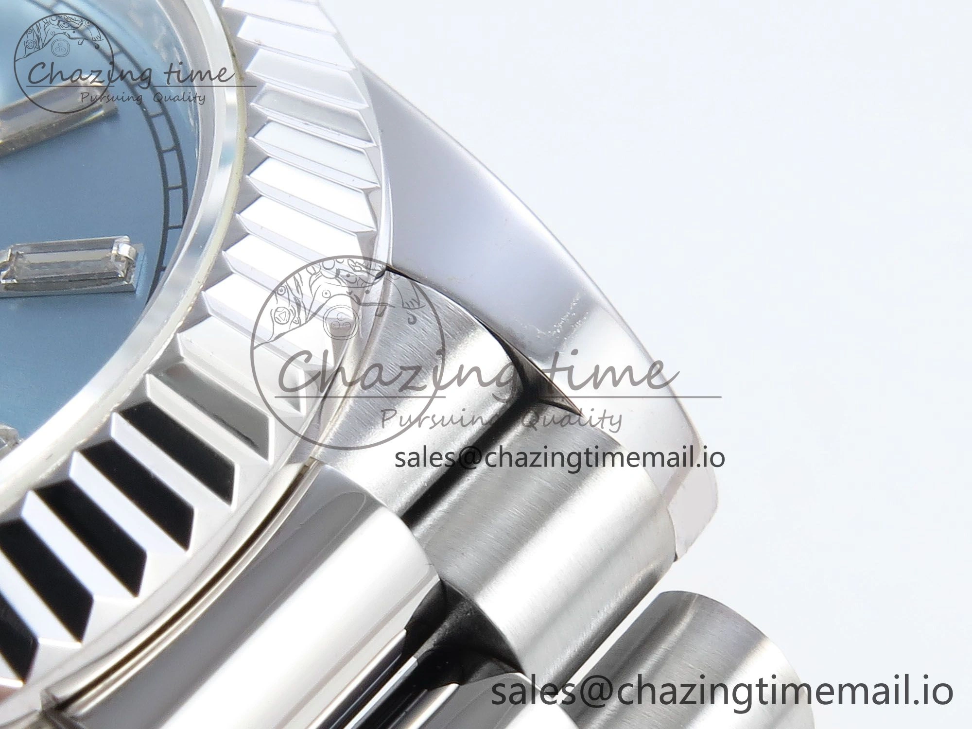 Day Date 40 SS 228236 KF 1:1 Best Edition Ice Blue Crystal Dial on President Bracelet VR3255 (Gain Weight)