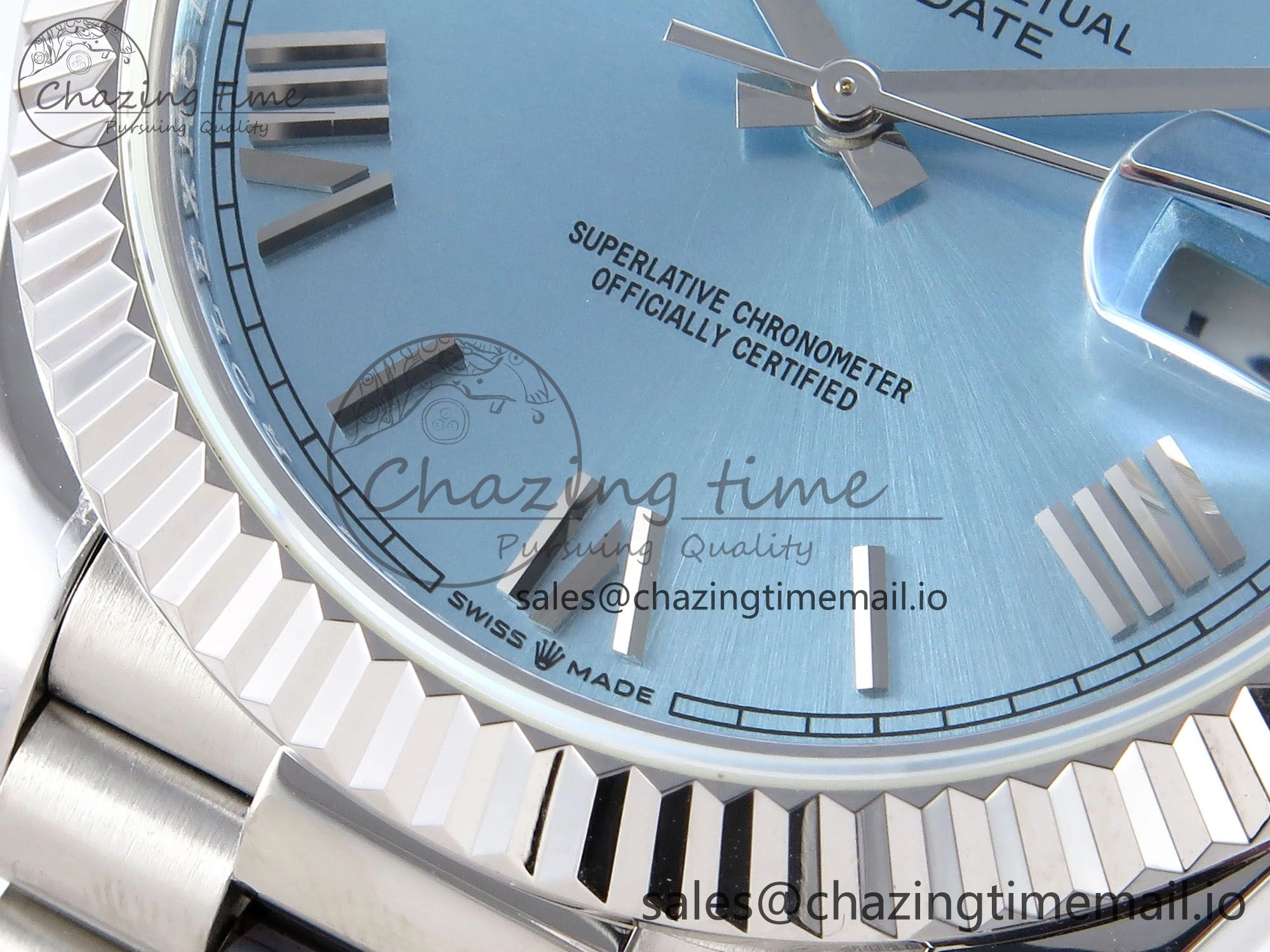 Day Date 40 SS 228236 KF 1:1 Best Edition Ice Blue Roman Dial on President Bracelet VR3255 (Gain Weight)