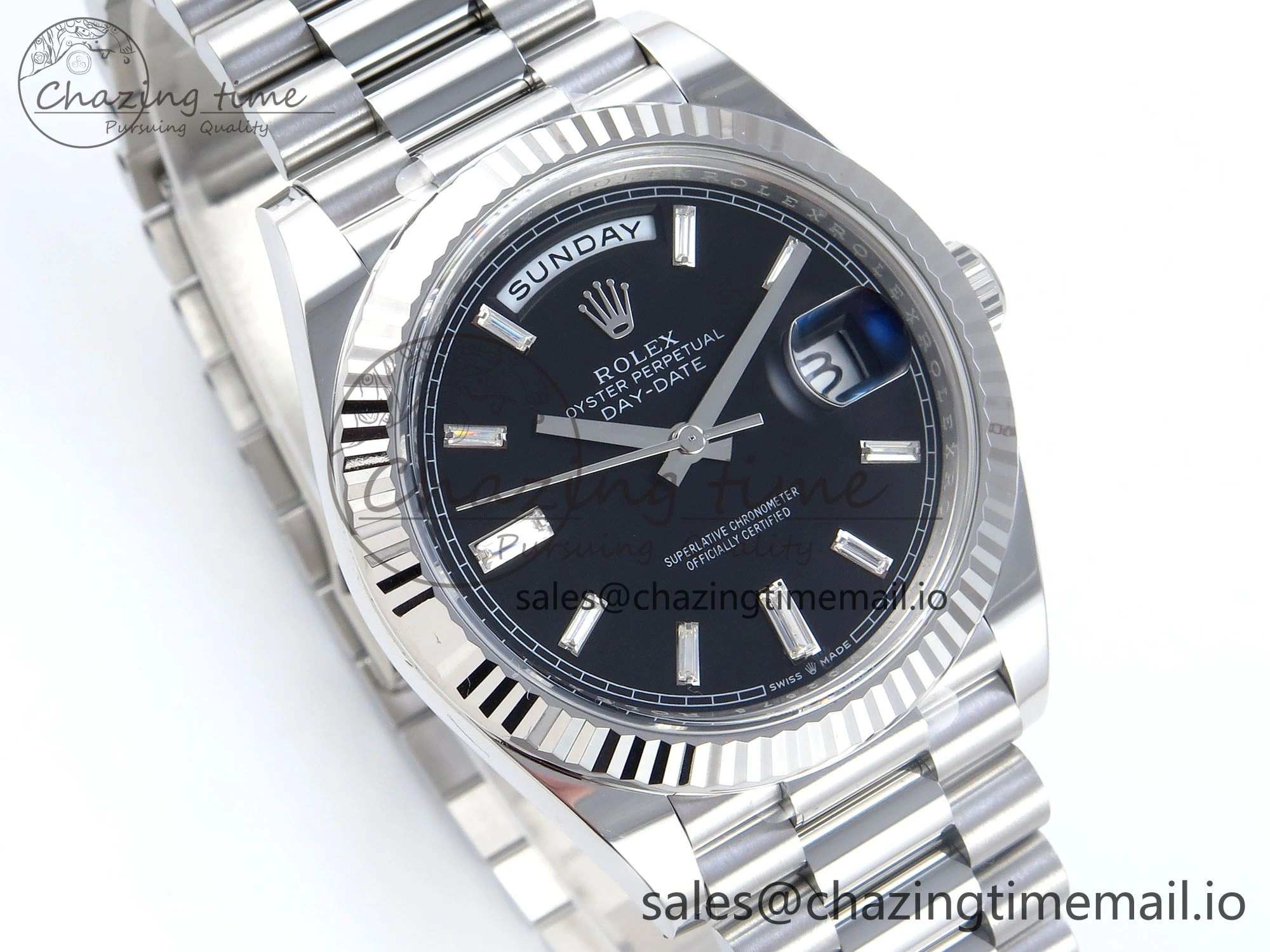 Day Date 40 SS 228236 THBF 1:1 Best Edition Black Crystal Dial on President Bracelet VR3255 V3 (Gain Weight)