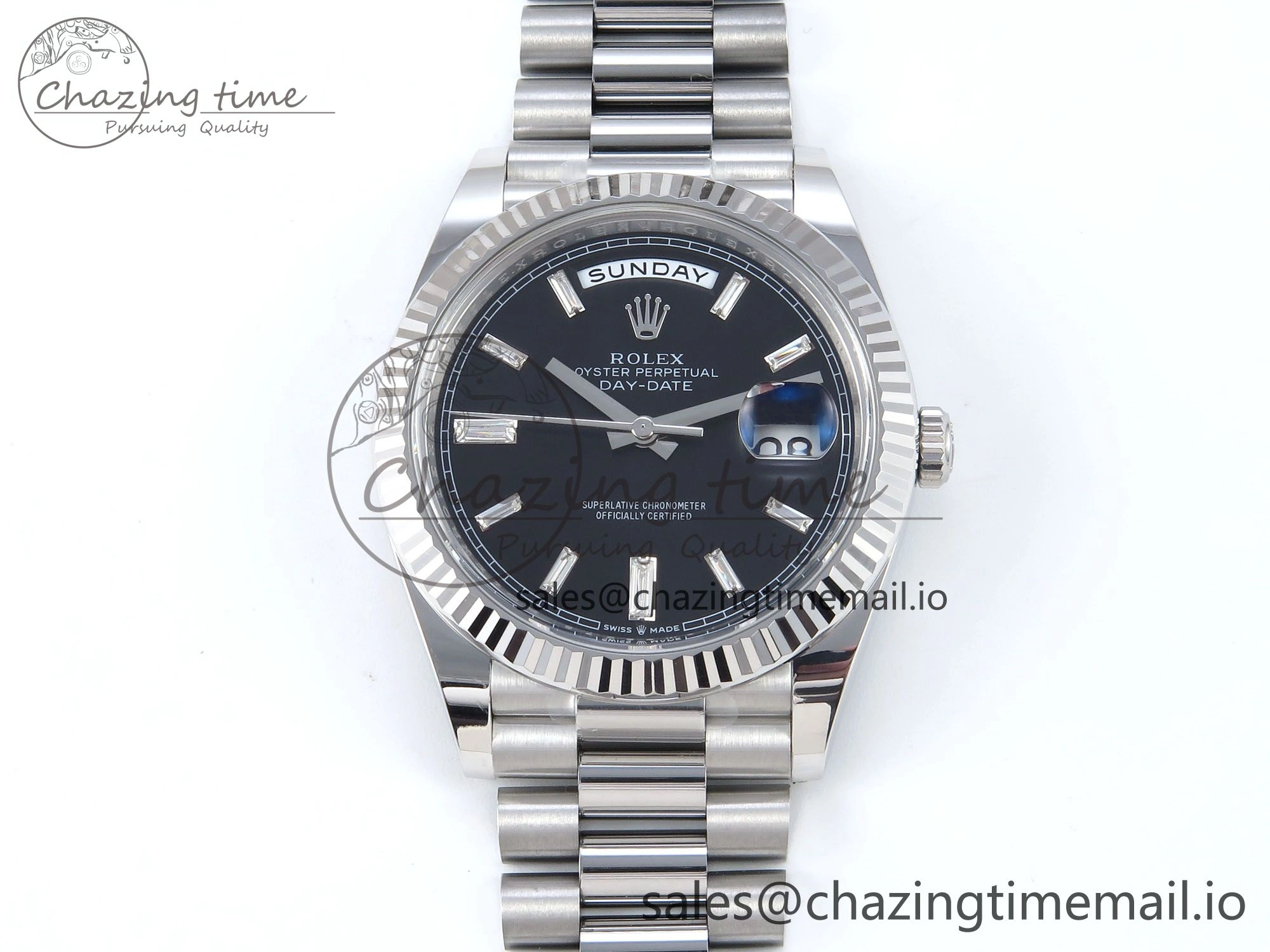 Day Date 40 SS 228236 THBF 1:1 Best Edition Black Crystal Dial on President Bracelet VR3255 V3 (Gain Weight)