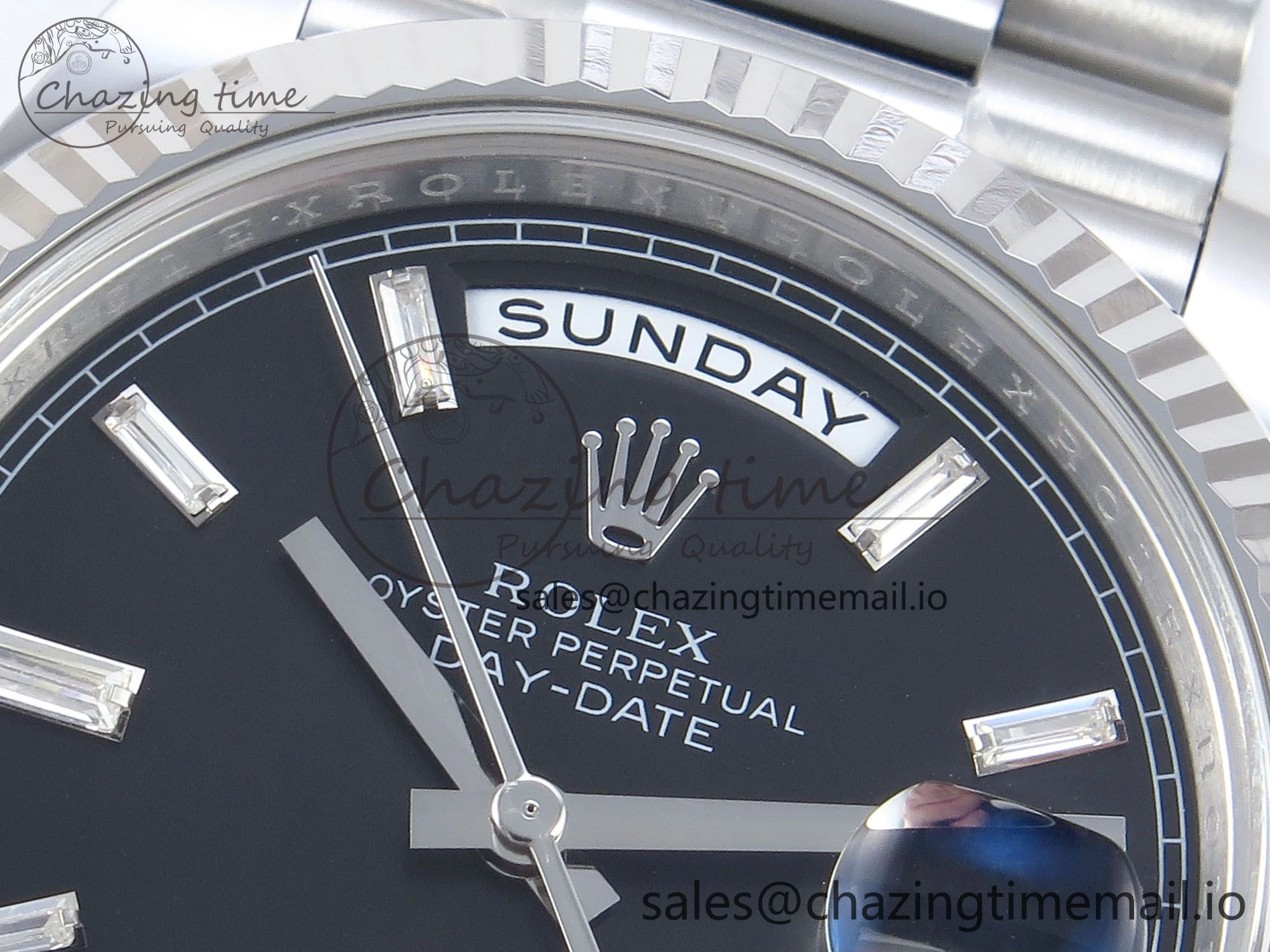 Day Date 40 SS 228236 THBF 1:1 Best Edition Black Crystal Dial on President Bracelet VR3255 V3 (Gain Weight)