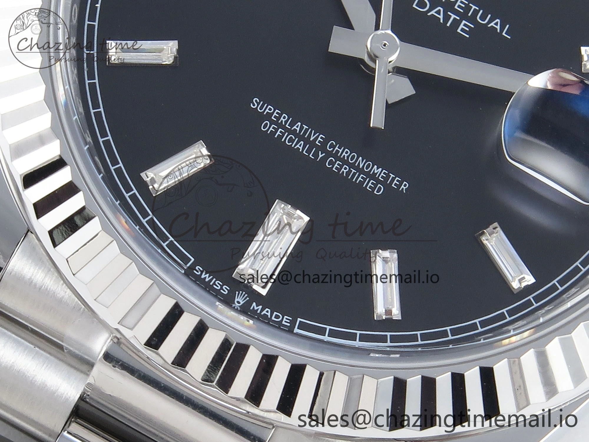 Day Date 40 SS 228236 THBF 1:1 Best Edition Black Crystal Dial on President Bracelet VR3255 V3 (Gain Weight)