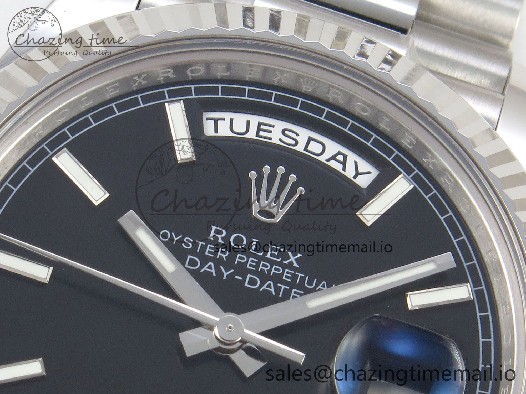 Day Date 40 SS 228236 THBF 1:1 Best Edition Black Marker Dial on President Bracelet VR3255 V3 (Gain Weight)