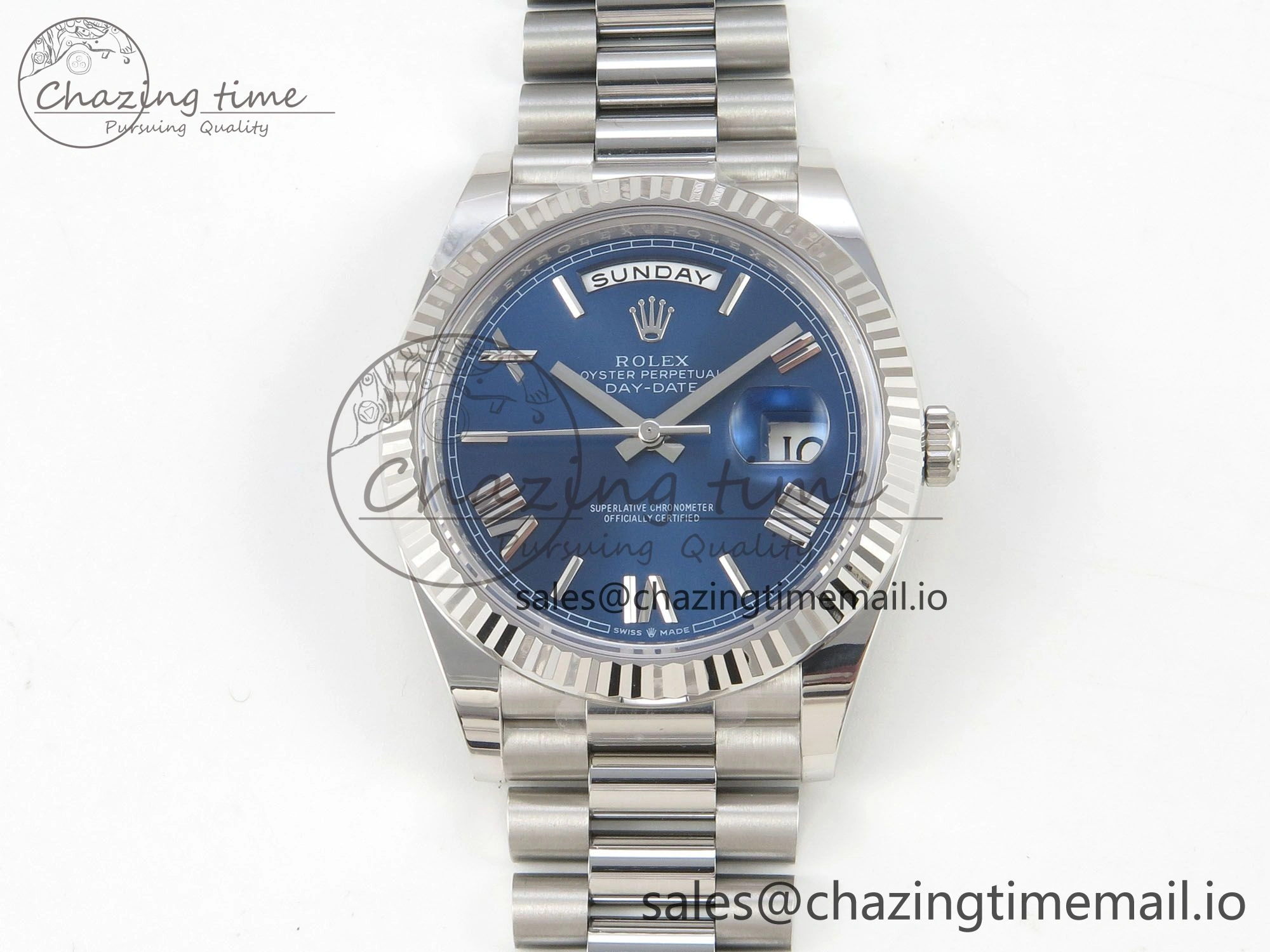 Day Date 40 SS 228236 THBF 1:1 Best Edition Blue Roman Dial on President Bracelet VR3255 V3 (Gain Weight)