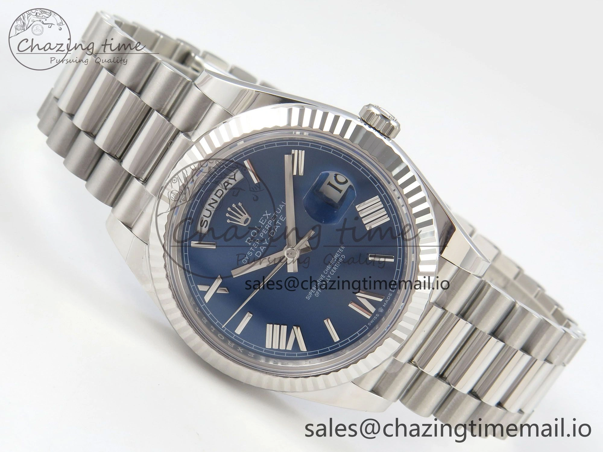 Day Date 40 SS 228236 THBF 1:1 Best Edition Blue Roman Dial on President Bracelet VR3255 V3 (Gain Weight)