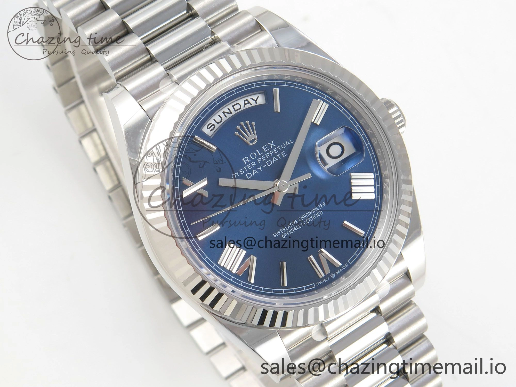 Day Date 40 SS 228236 THBF 1:1 Best Edition Blue Roman Dial on President Bracelet VR3255 V3 (Gain Weight)