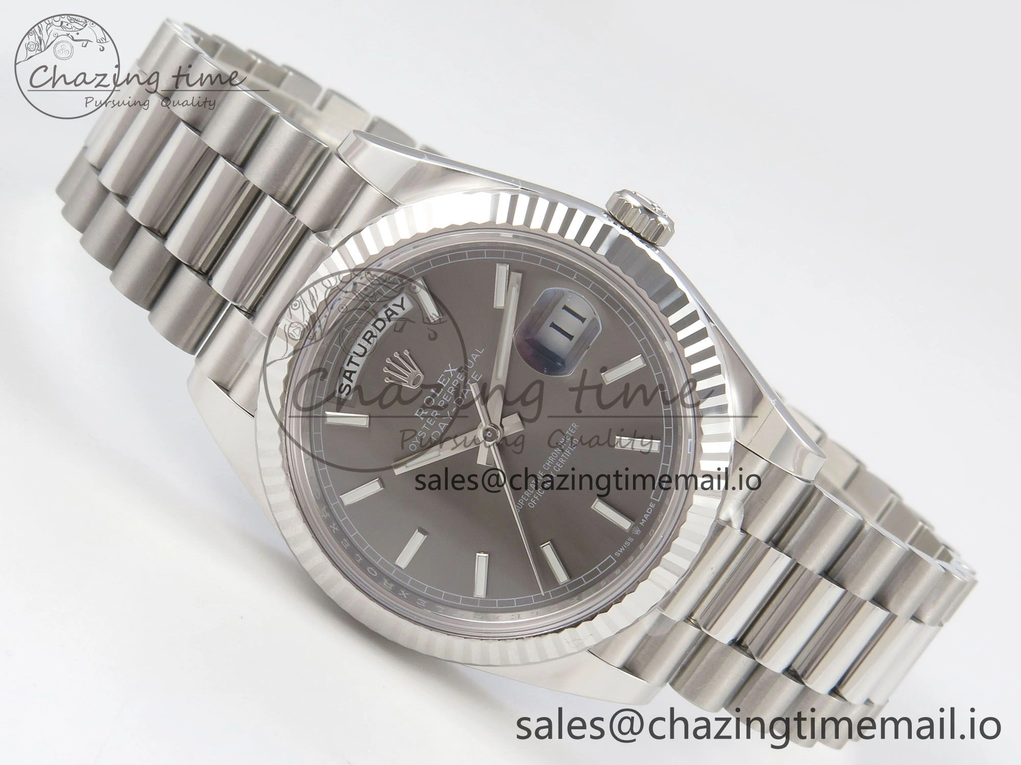 Day Date 40 SS 228236 THBF 1:1 Best Edition Gray Marker Dial on President Bracelet VR3255 V3 (Gain Weight)