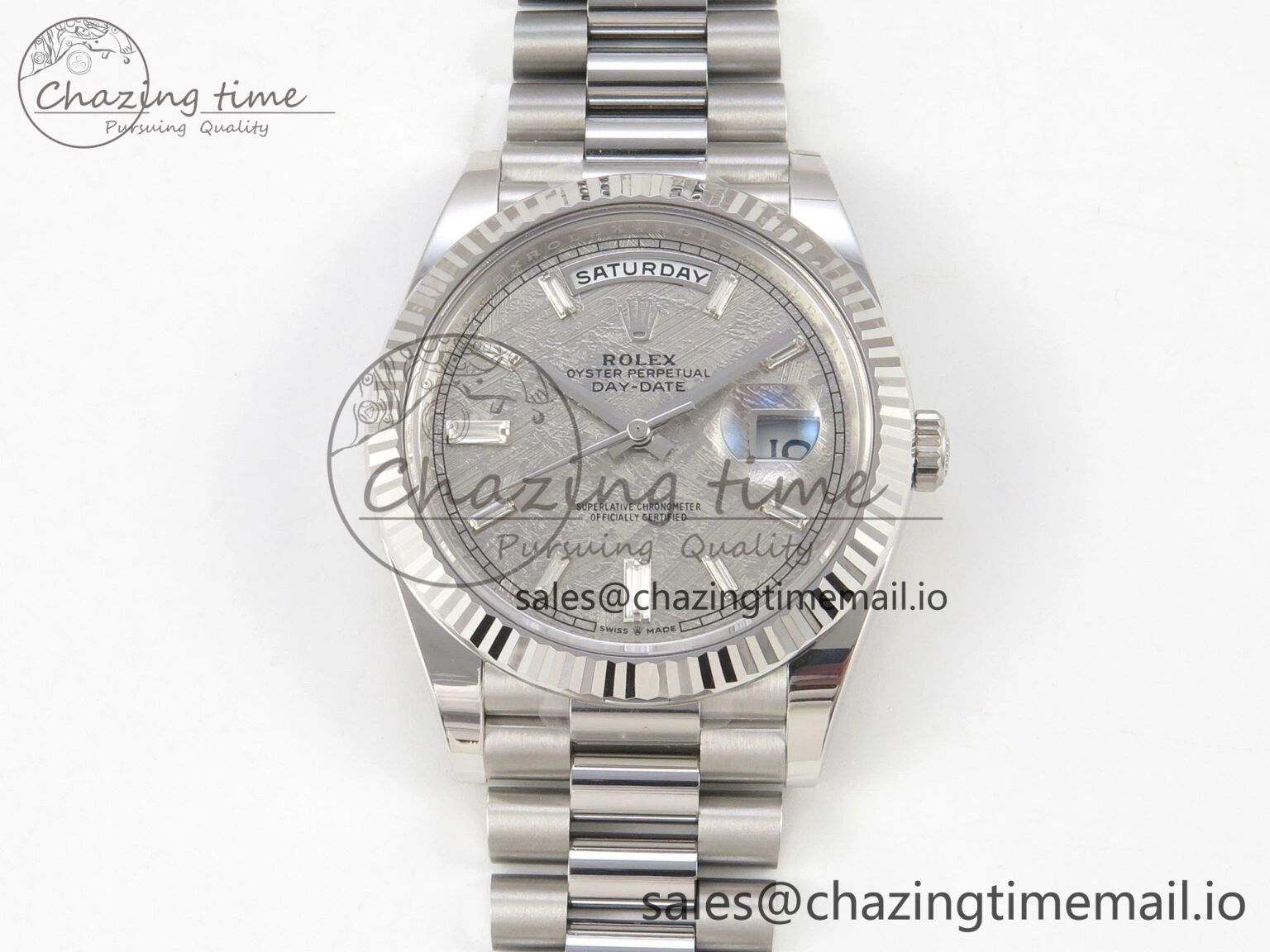 Day Date 40 SS 228236 THBF 1:1 Best Edition Grey Textured Crystal Dial on President Bracelet VR3255 V3 (Gain Weight)