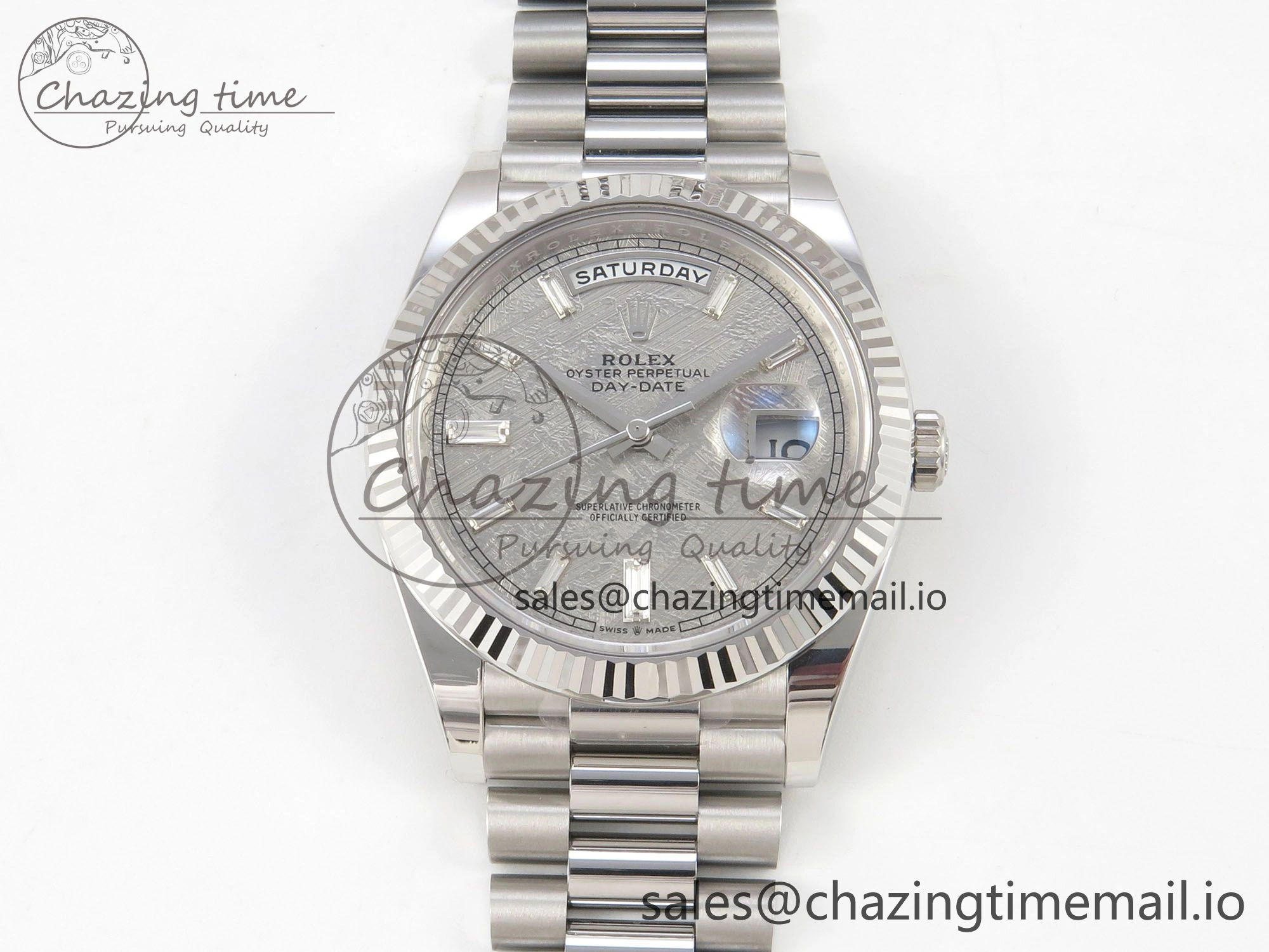 Day Date 40 SS 228236 THBF 1:1 Best Edition Grey Textured Crystal Dial on President Bracelet VR3255 V3 (Gain Weight)