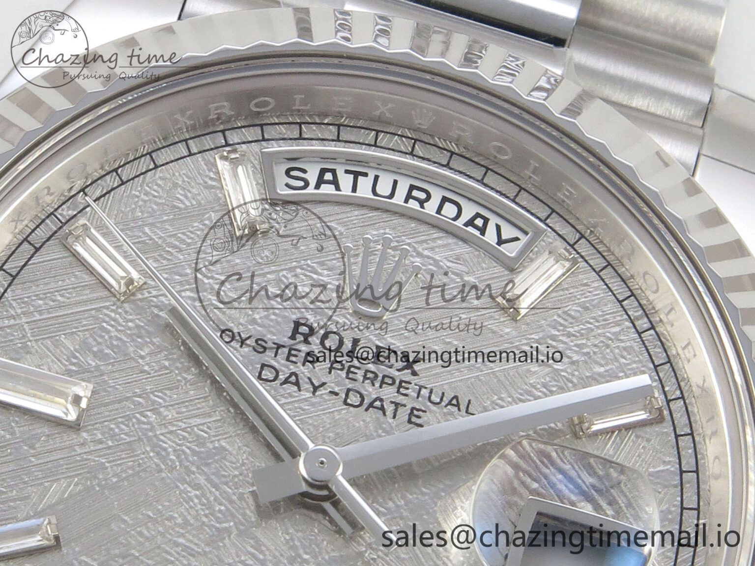 Day Date 40 SS 228236 THBF 1:1 Best Edition Grey Textured Crystal Dial on President Bracelet VR3255 V3 (Gain Weight)