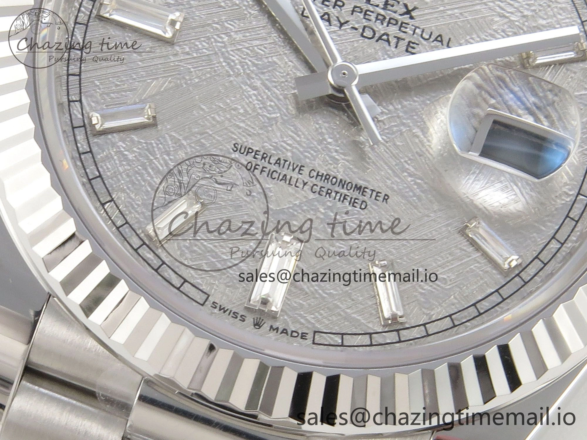 Day Date 40 SS 228236 THBF 1:1 Best Edition Grey Textured Crystal Dial on President Bracelet VR3255 V3 (Gain Weight)