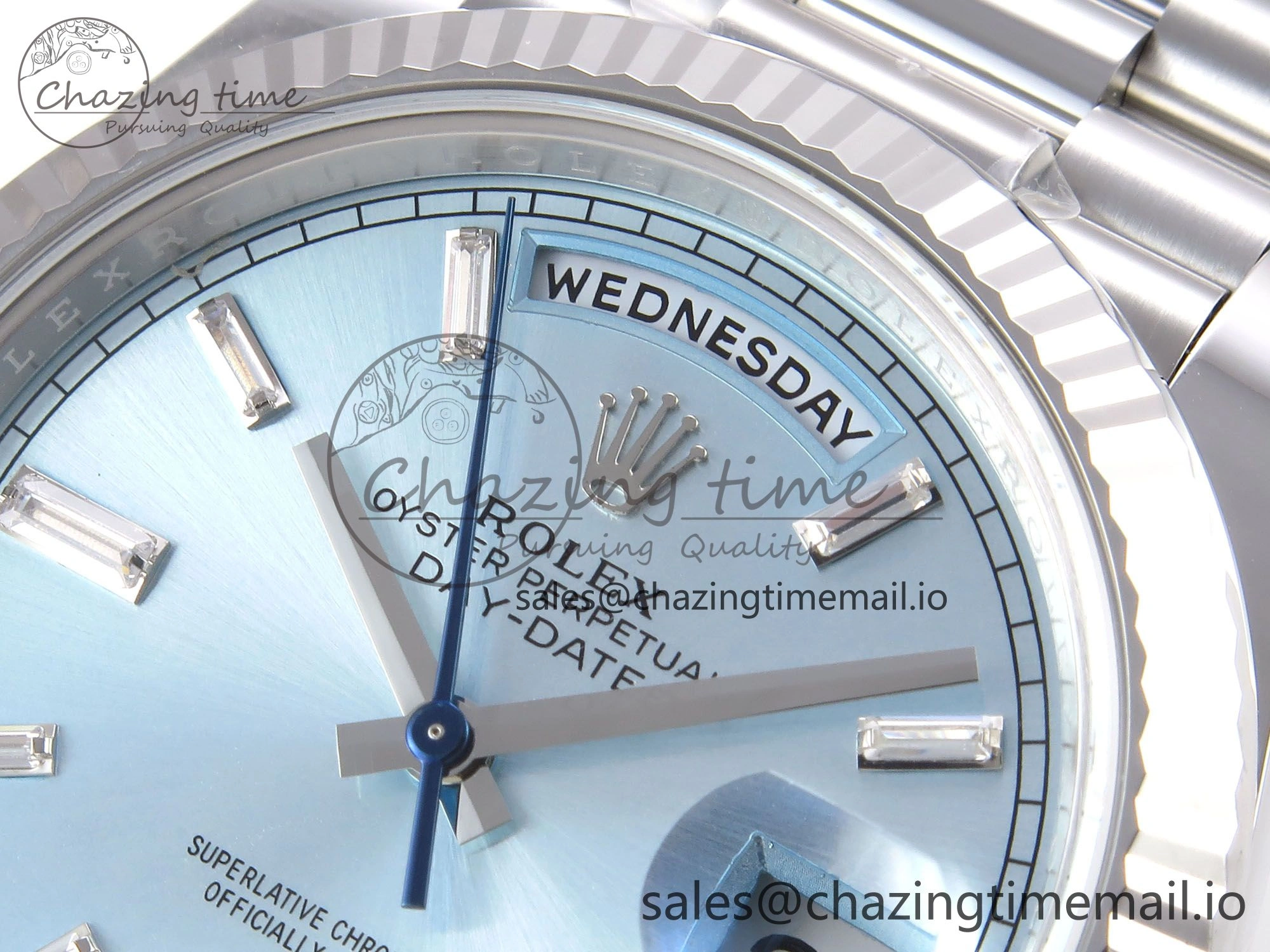 Day Date 40 SS 228236 THBF 1:1 Best Edition Ice-Blue Crystal Dial on President Bracelet VR3255 (Gain Weight)