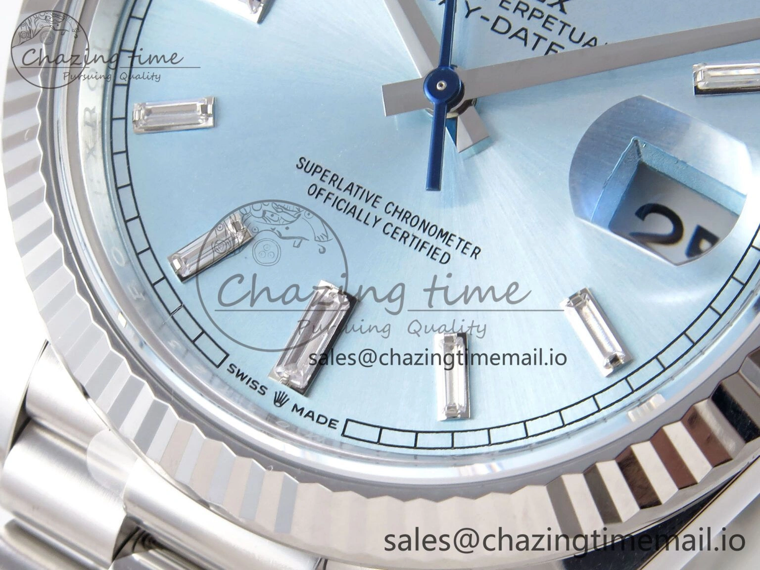 Day Date 40 SS 228236 THBF 1:1 Best Edition Ice-Blue Crystal Dial on President Bracelet VR3255 (Gain Weight)