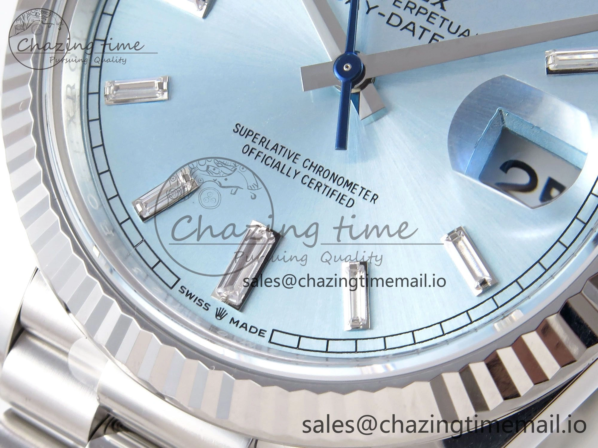 Day Date 40 SS 228236 THBF 1:1 Best Edition Ice-Blue Crystal Dial on President Bracelet VR3255 (Gain Weight)