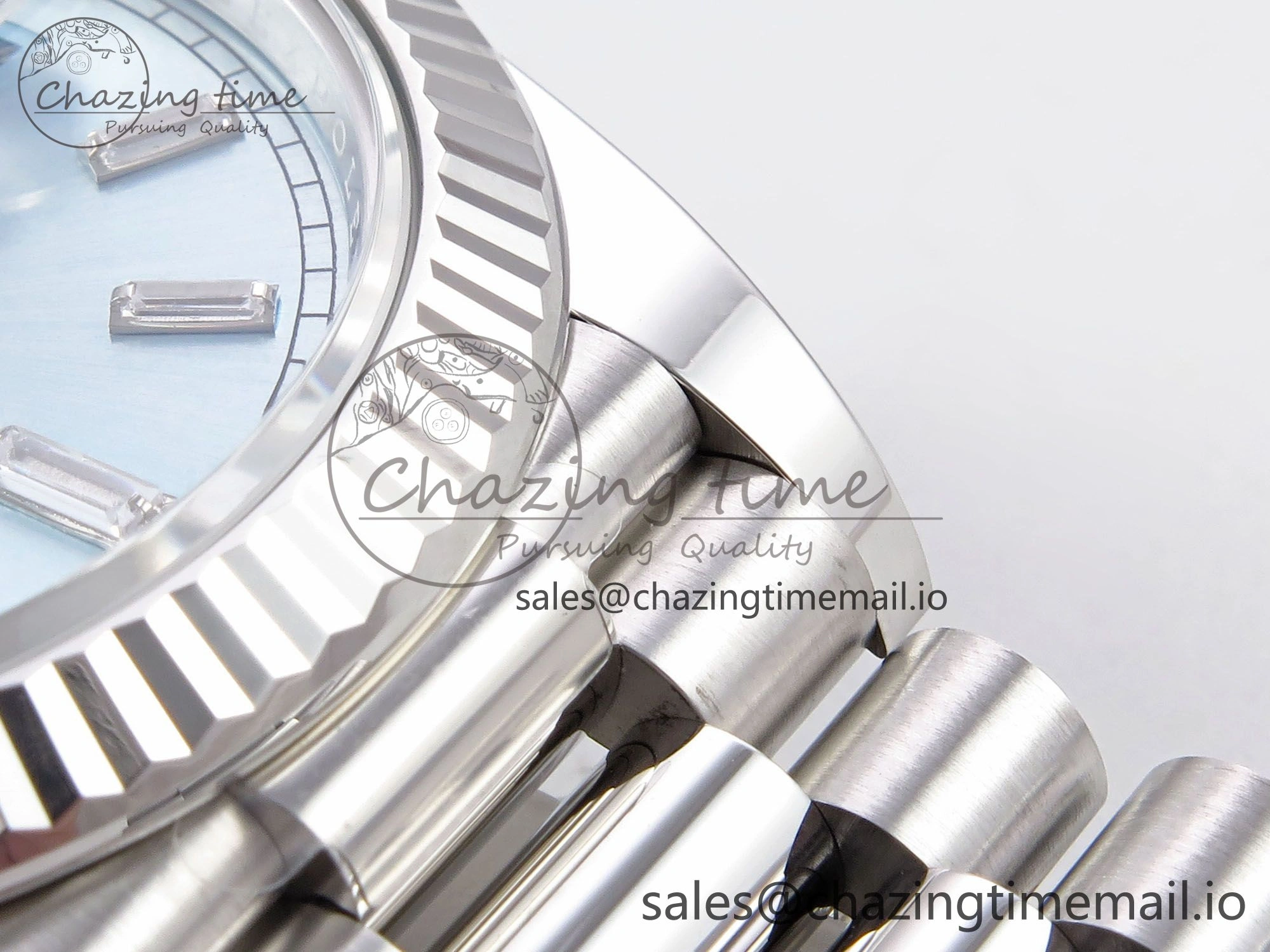 Day Date 40 SS 228236 THBF 1:1 Best Edition Ice-Blue Crystal Dial on President Bracelet VR3255 (Gain Weight)