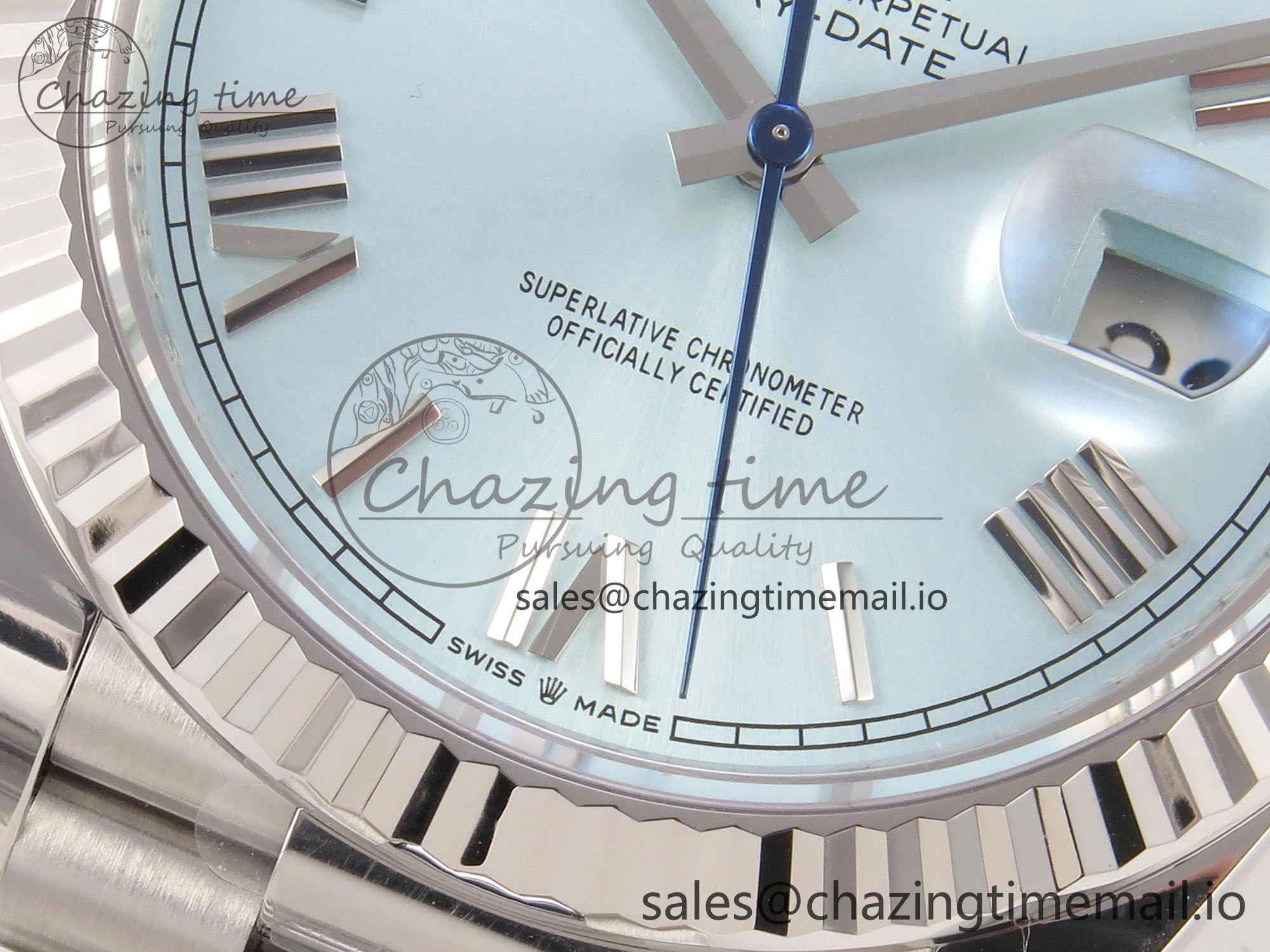 Day Date 40 SS 228236 THBF 1:1 Best Edition Ice Blue Roman Dial on President Bracelet VR3255 V3 (Gain Weight)