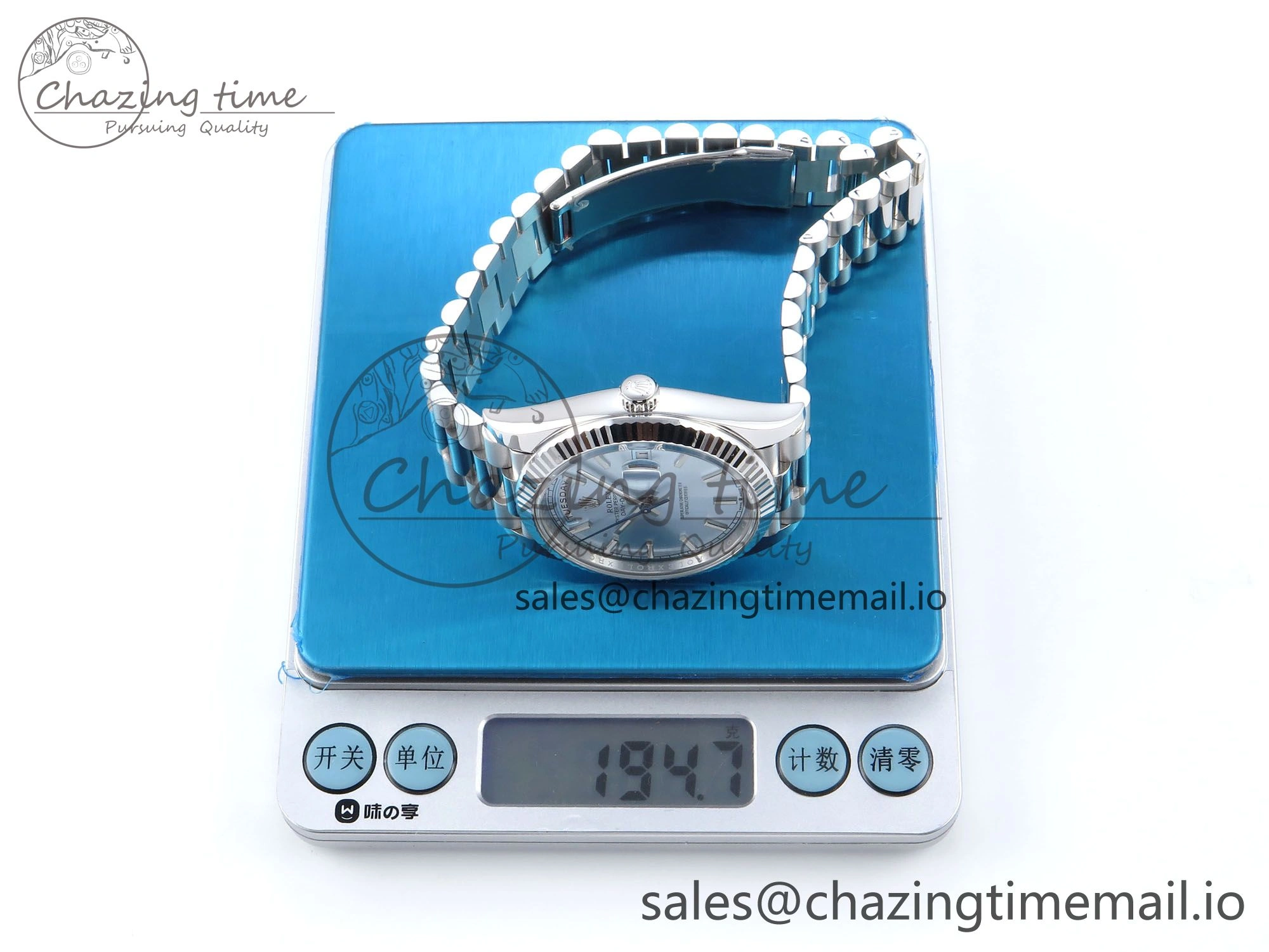 Day Date 40 SS 228236 THBF 1:1 Best Edition Ice-Blue Stick Dial on President Bracelet VR3255 (Gain Weight)