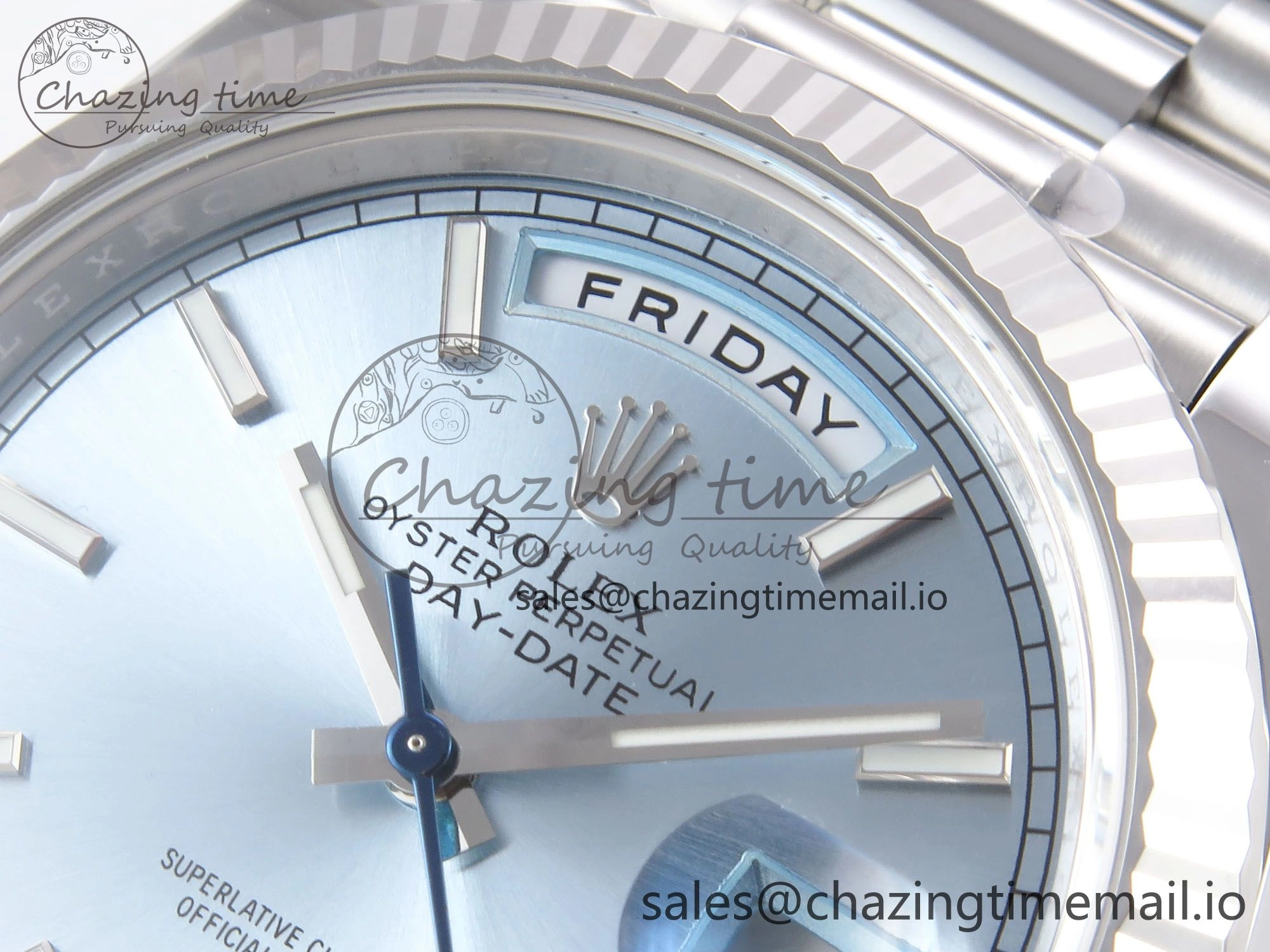 Day Date 40 SS 228236 THBF 1:1 Best Edition Ice-Blue Stick Dial on President Bracelet VR3255 (Gain Weight)