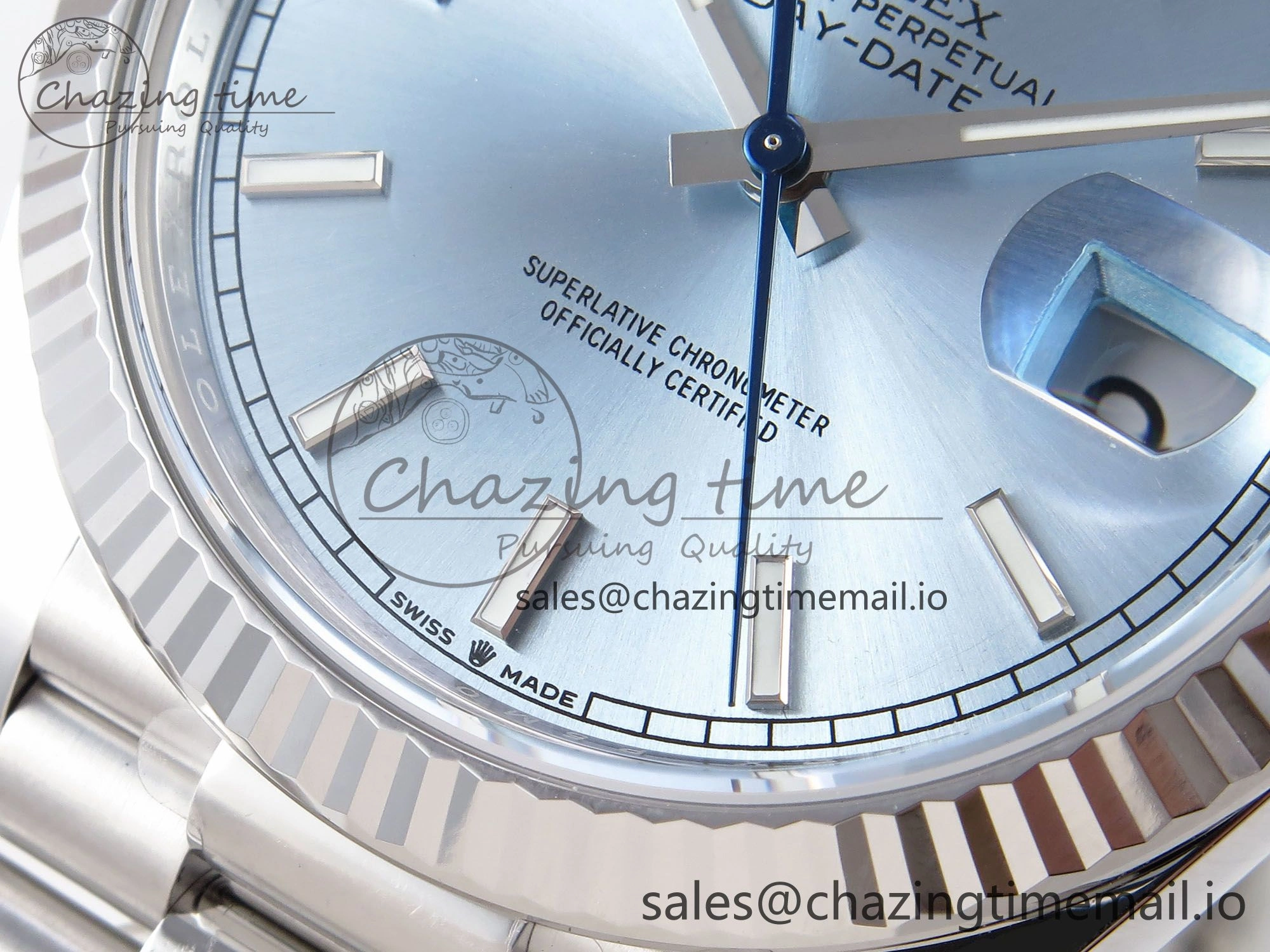 Day Date 40 SS 228236 THBF 1:1 Best Edition Ice-Blue Stick Dial on President Bracelet VR3255 (Gain Weight)