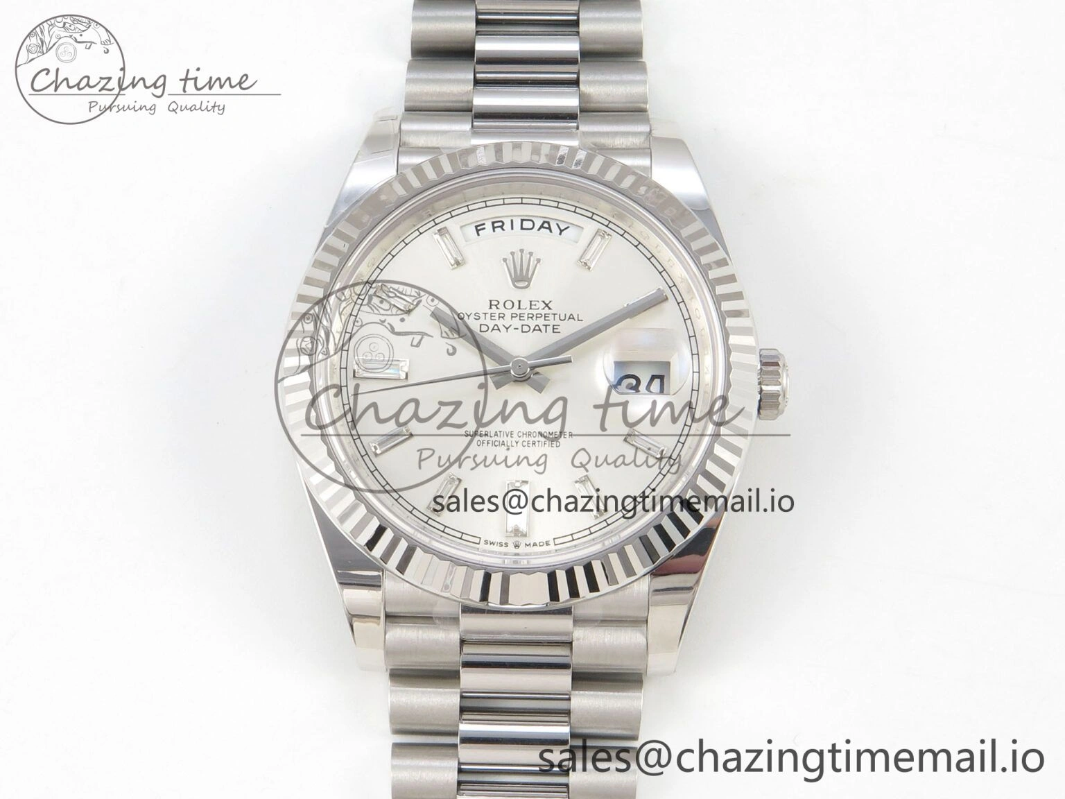 Day Date 40 SS 228236 THBF 1:1 Best Edition White Crystal Dial on President Bracelet VR3255 V3 (Gain Weight)