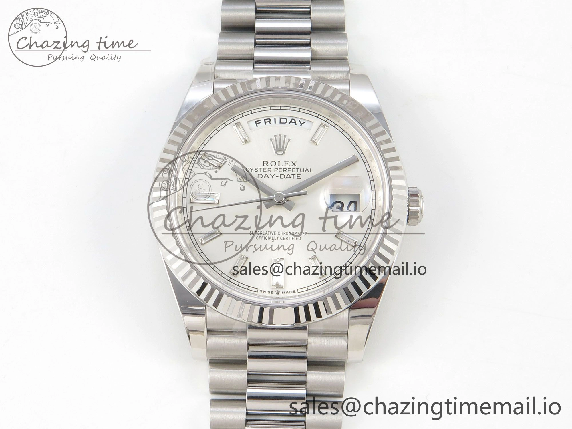Day Date 40 SS 228236 THBF 1:1 Best Edition White Crystal Dial on President Bracelet VR3255 V3 (Gain Weight)