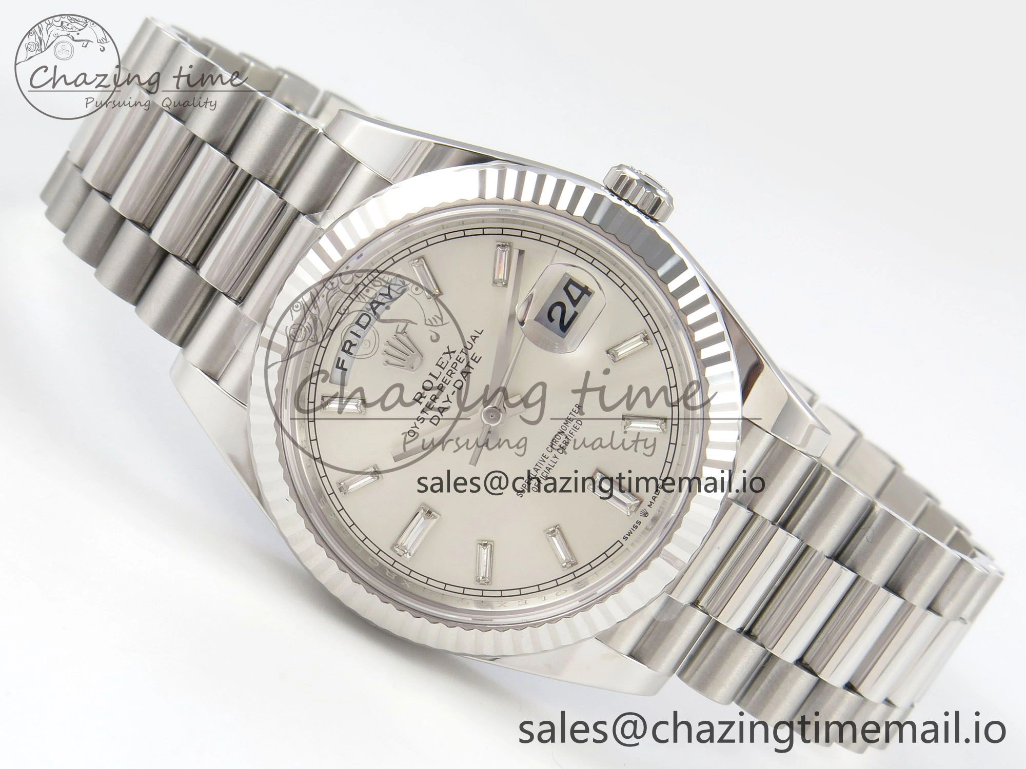 Day Date 40 SS 228236 THBF 1:1 Best Edition White Crystal Dial on President Bracelet VR3255 V3 (Gain Weight)