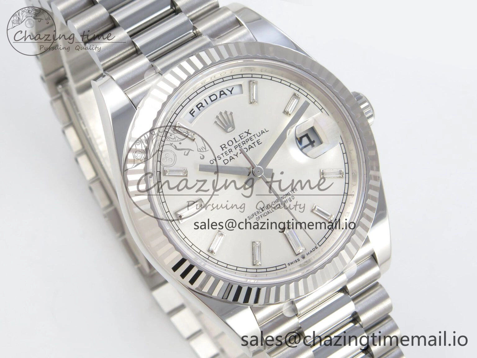 Day Date 40 SS 228236 THBF 1:1 Best Edition White Crystal Dial on President Bracelet VR3255 V3 (Gain Weight)