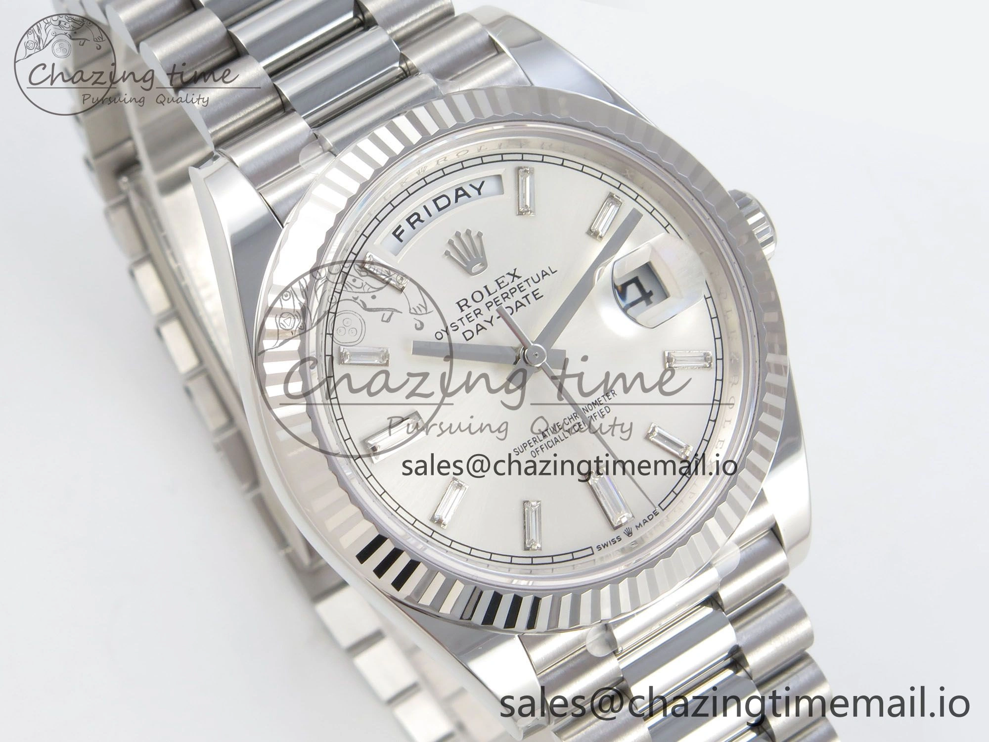 Day Date 40 SS 228236 THBF 1:1 Best Edition White Crystal Dial on President Bracelet VR3255 V3 (Gain Weight)