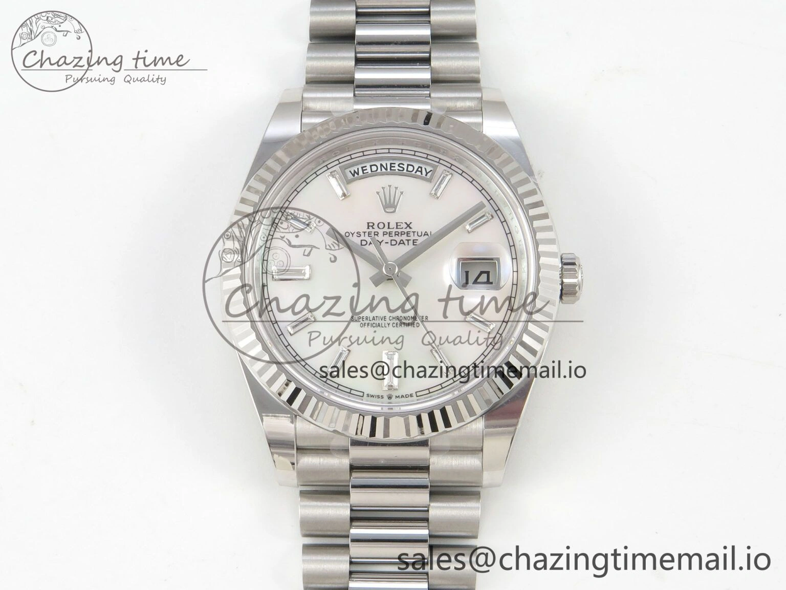Day Date 40 SS 228236 THBF 1:1 Best Edition White MOP Crystal Dial on President Bracelet VR3255 V3 (Gain Weight)