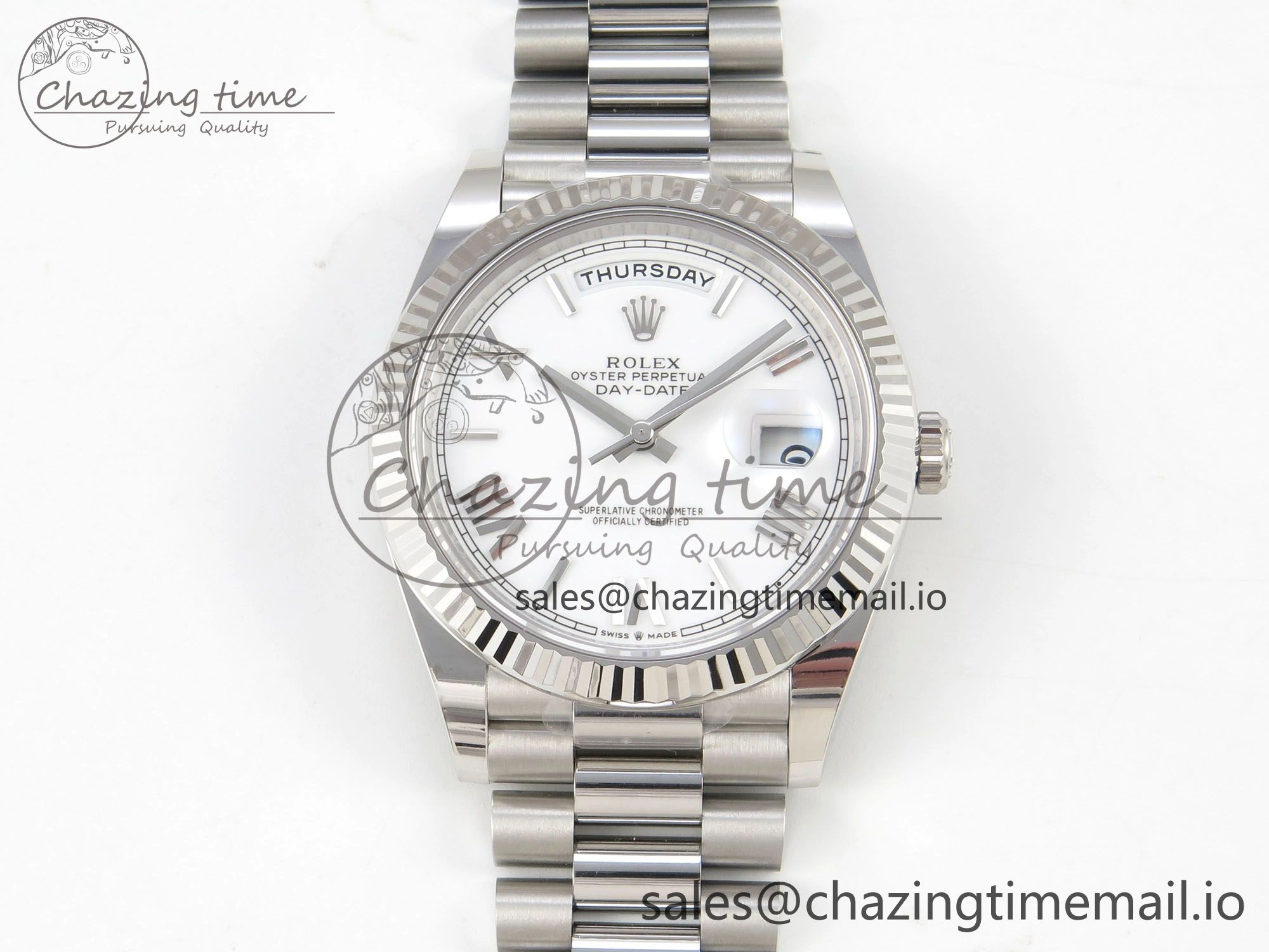 Day Date 40 SS 228236 THBF 1:1 Best Edition White MOP Roman Dial on President Bracelet VR3255 V3 (Gain Weight)