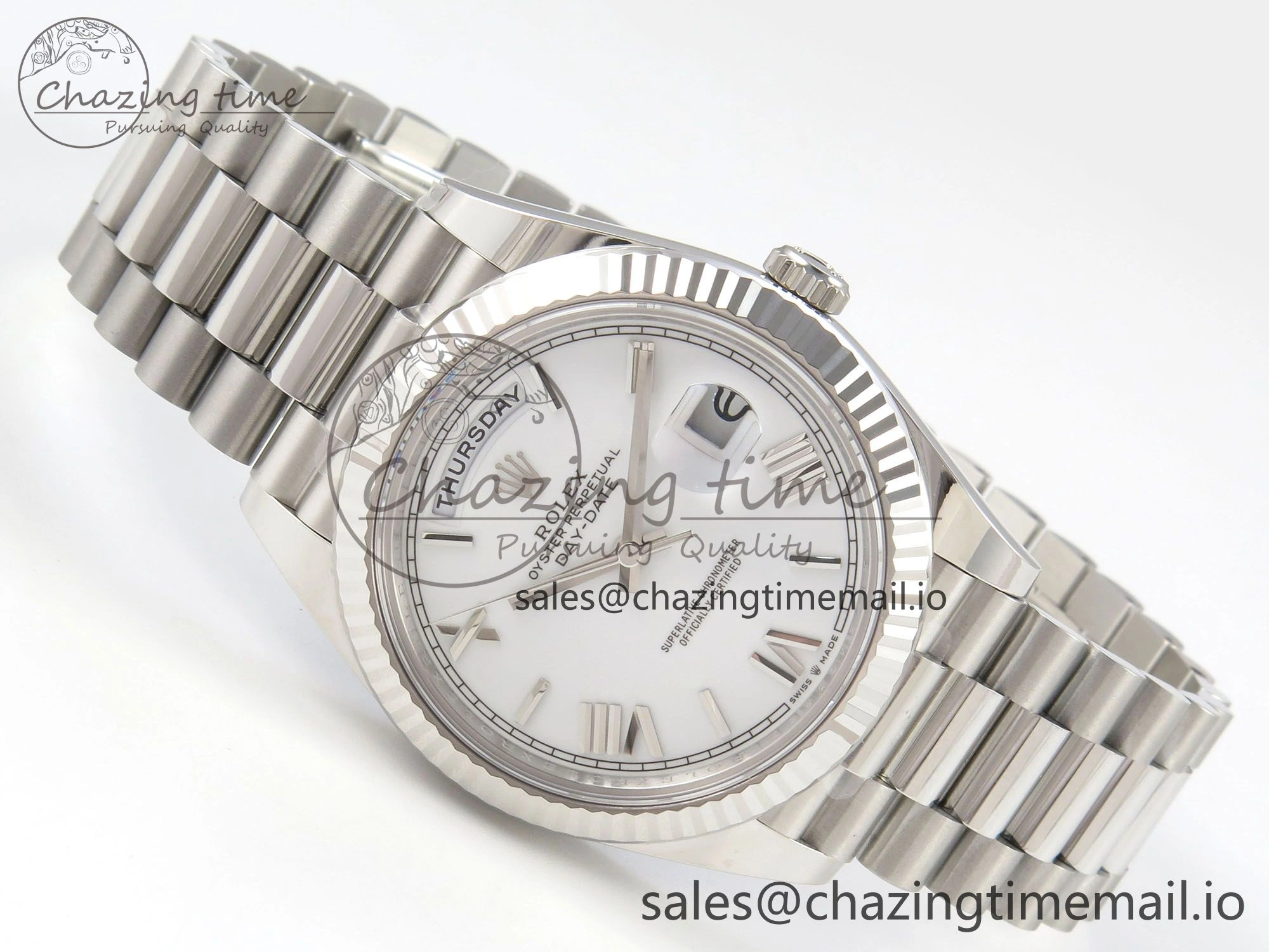 Day Date 40 SS 228236 THBF 1:1 Best Edition White MOP Roman Dial on President Bracelet VR3255 V3 (Gain Weight)