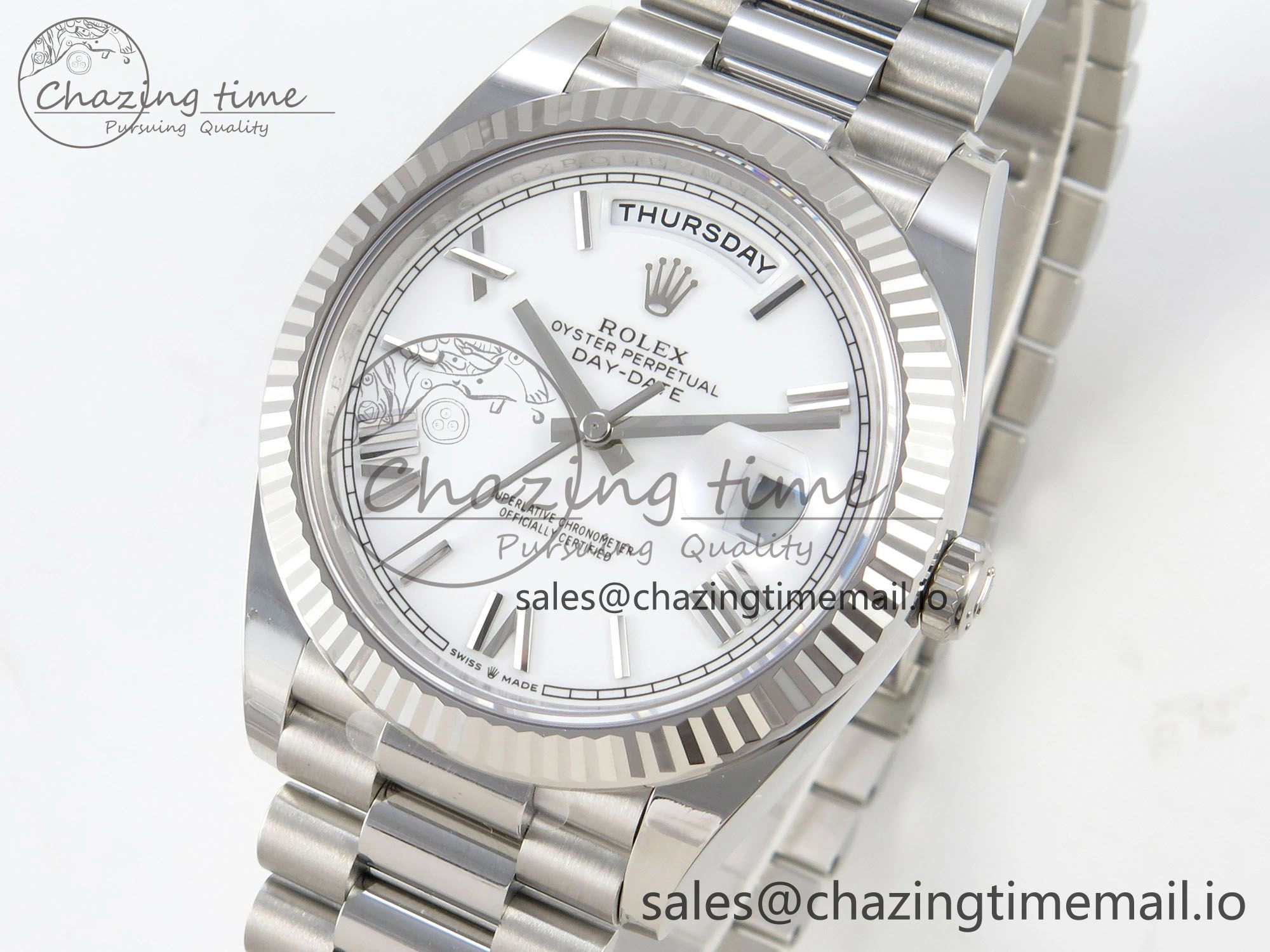 Day Date 40 SS 228236 THBF 1:1 Best Edition White MOP Roman Dial on President Bracelet VR3255 V3 (Gain Weight)