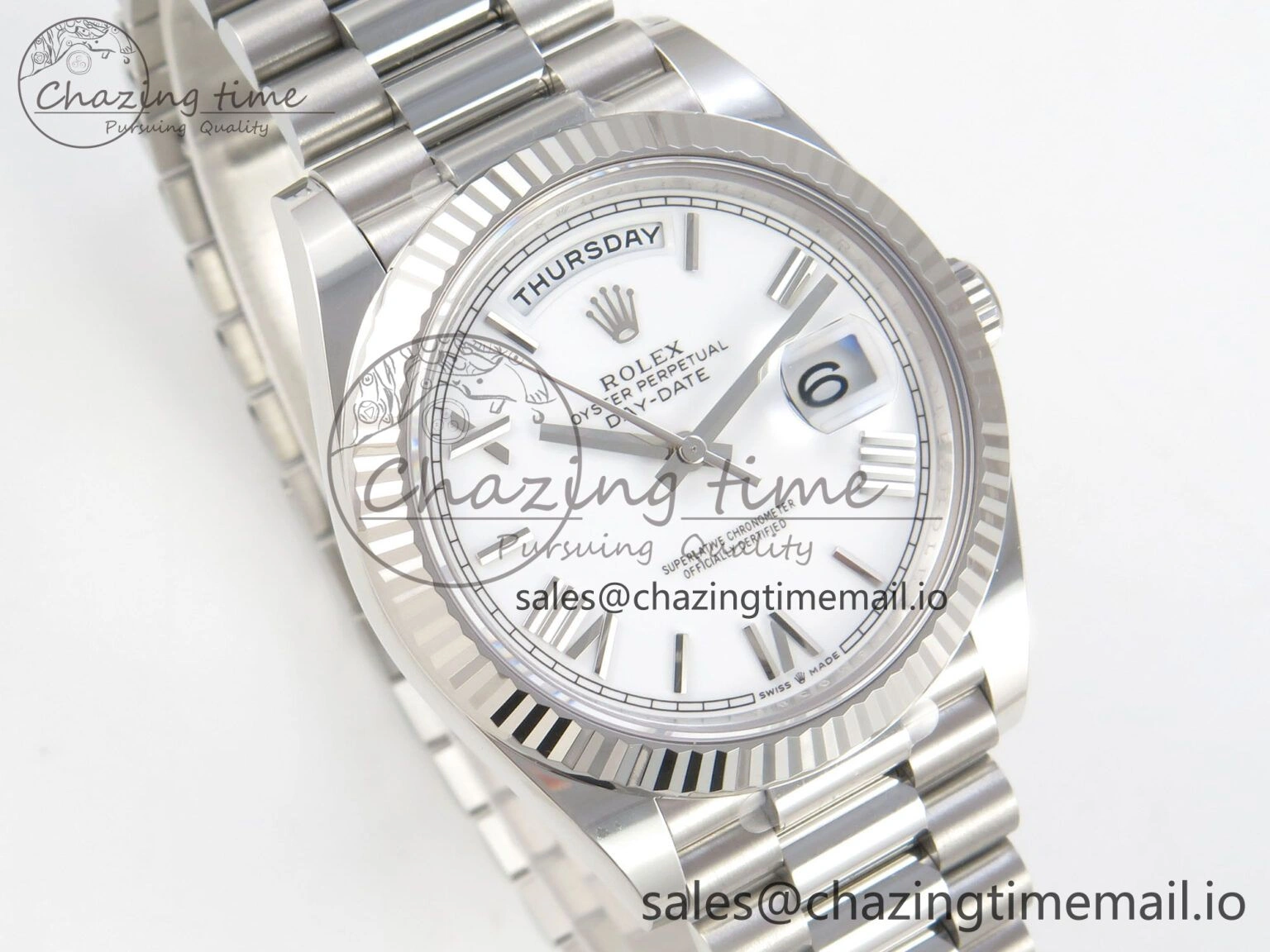 Day Date 40 SS 228236 THBF 1:1 Best Edition White MOP Roman Dial on President Bracelet VR3255 V3 (Gain Weight)
