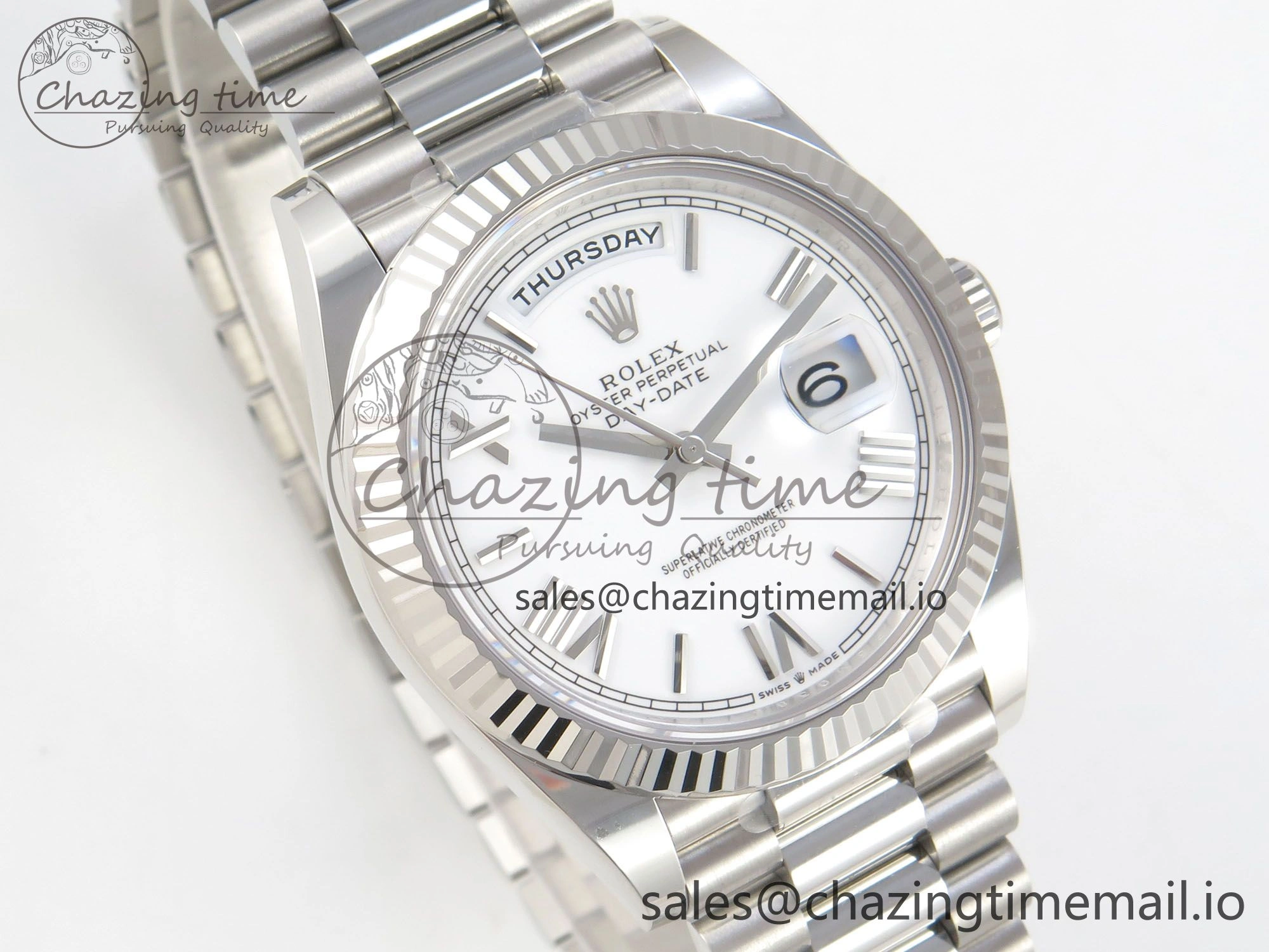 Day Date 40 SS 228236 THBF 1:1 Best Edition White MOP Roman Dial on President Bracelet VR3255 V3 (Gain Weight)