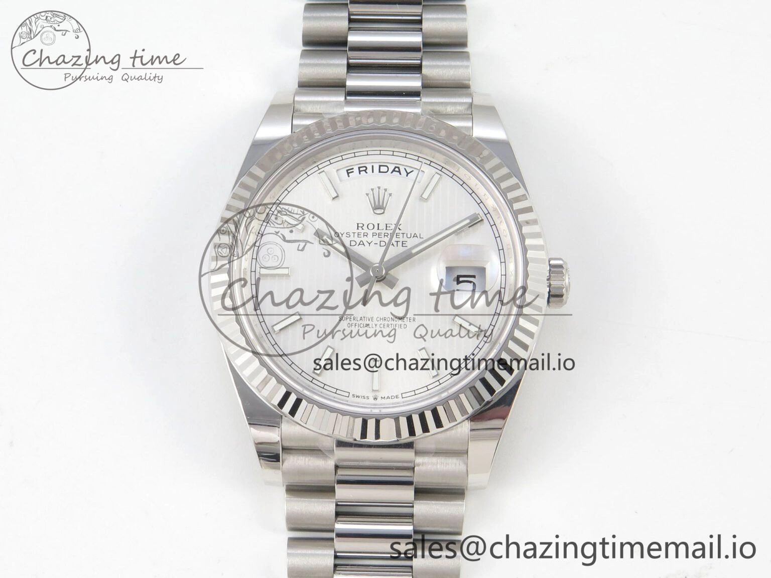 Day Date 40 SS 228236 THBF 1:1 Best Edition White Stripes Marker Dial on President Bracelet VR3255 V3 (Gain Weight)