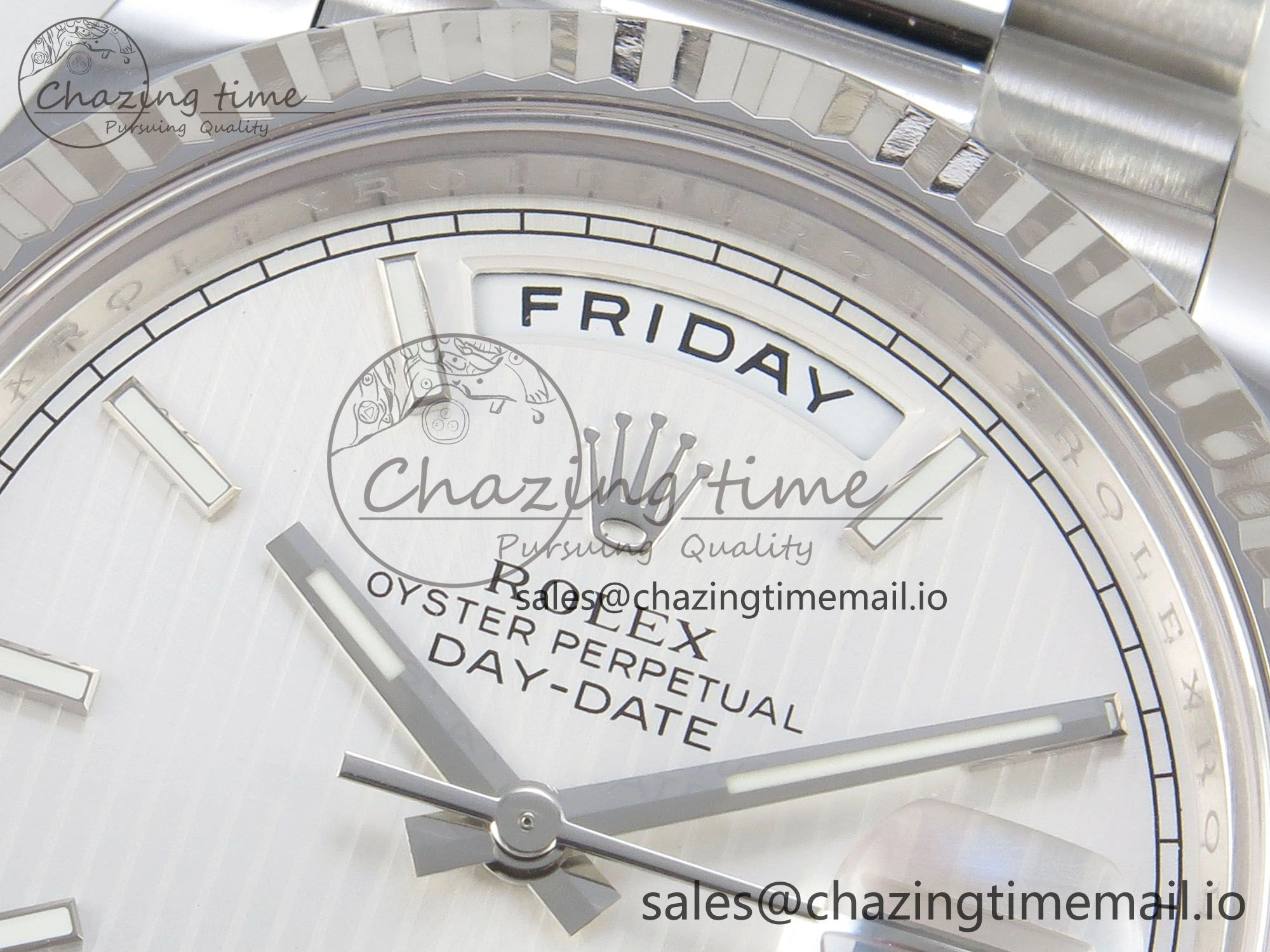 Day Date 40 SS 228236 THBF 1:1 Best Edition White Stripes Marker Dial on President Bracelet VR3255 V3 (Gain Weight)