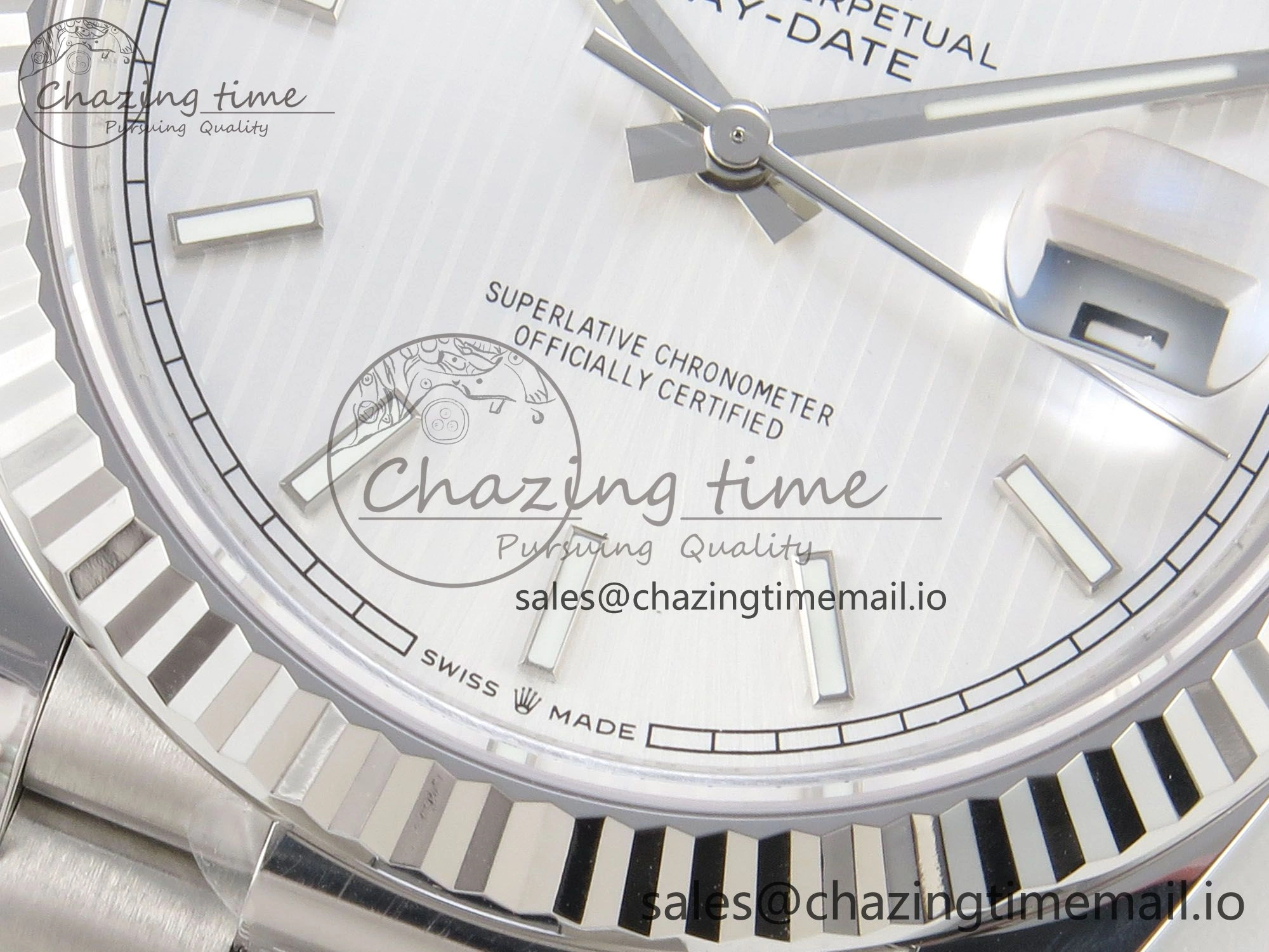 Day Date 40 SS 228236 THBF 1:1 Best Edition White Stripes Marker Dial on President Bracelet VR3255 V3 (Gain Weight)